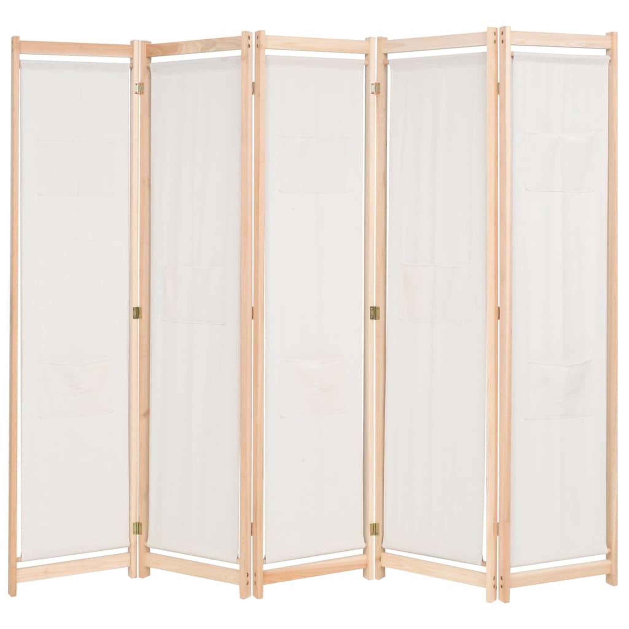 Voir la diapositive 1 : VIDAXL Cloison de separation 5 panneaux Creme 200 x 170 x 4 cm Tissu