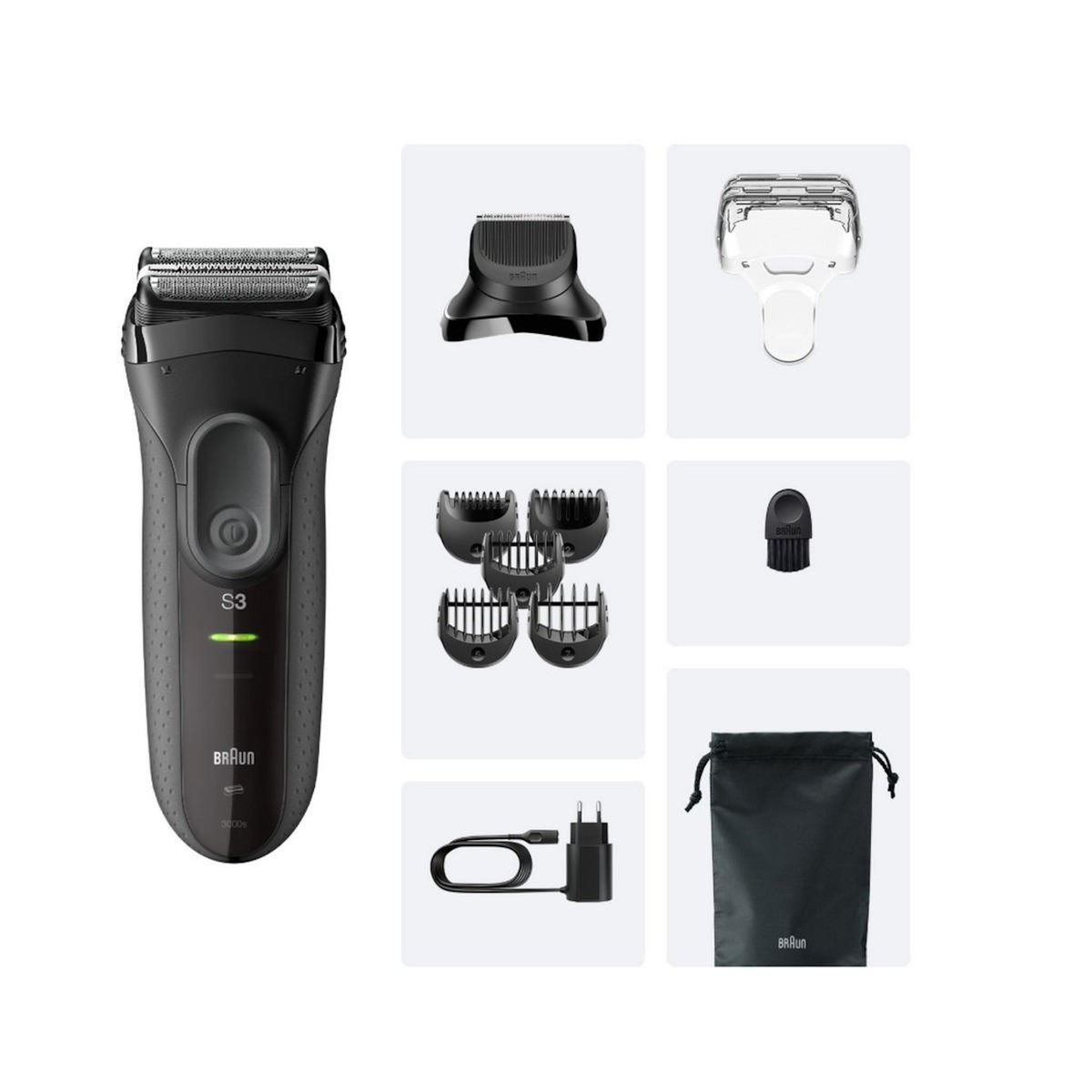 BRAUN Rasoir électrique rechargeable - 3000BT