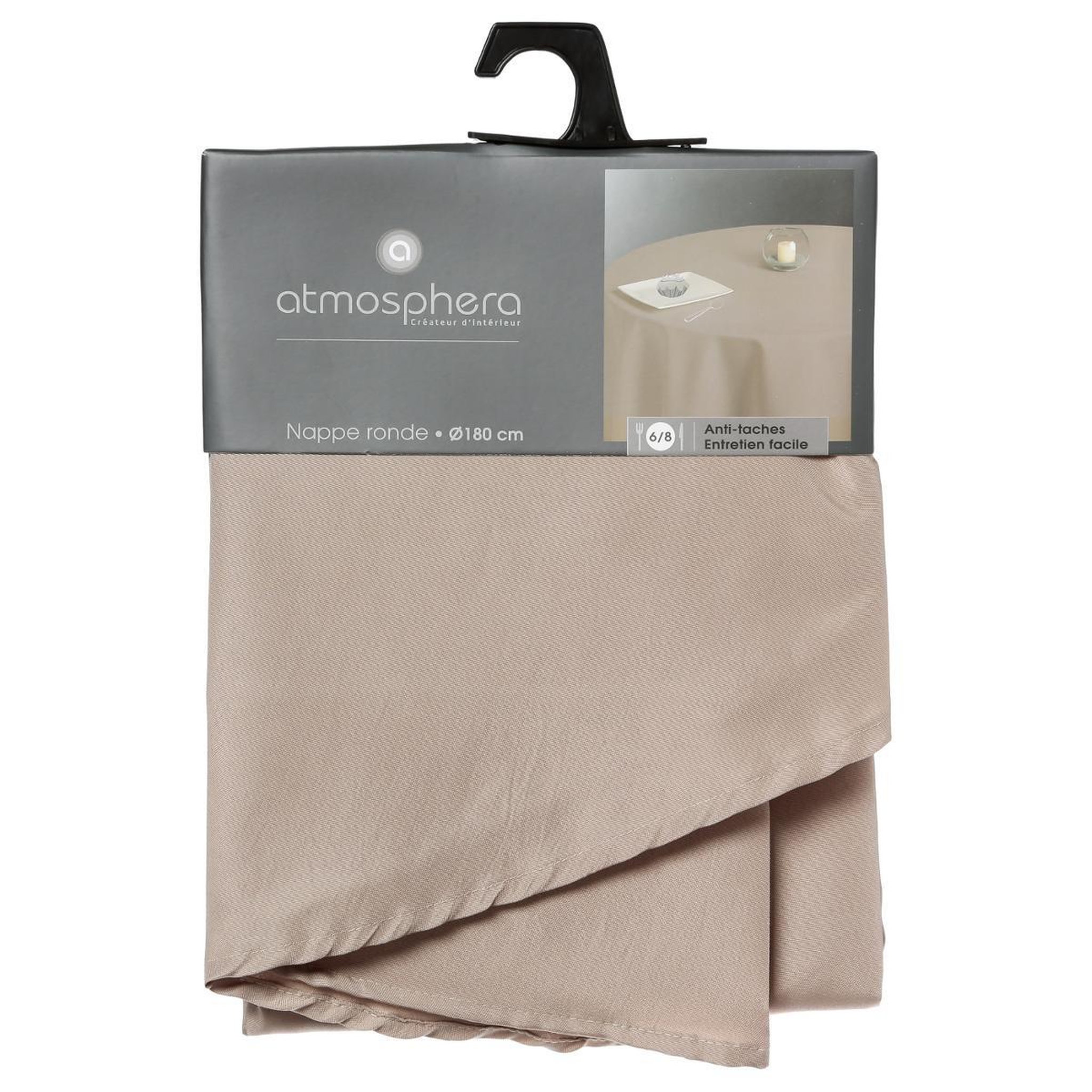 Voir la diapositive 4 : ATMOSPHERA Nappe antitache ronde  unie  180cm lin