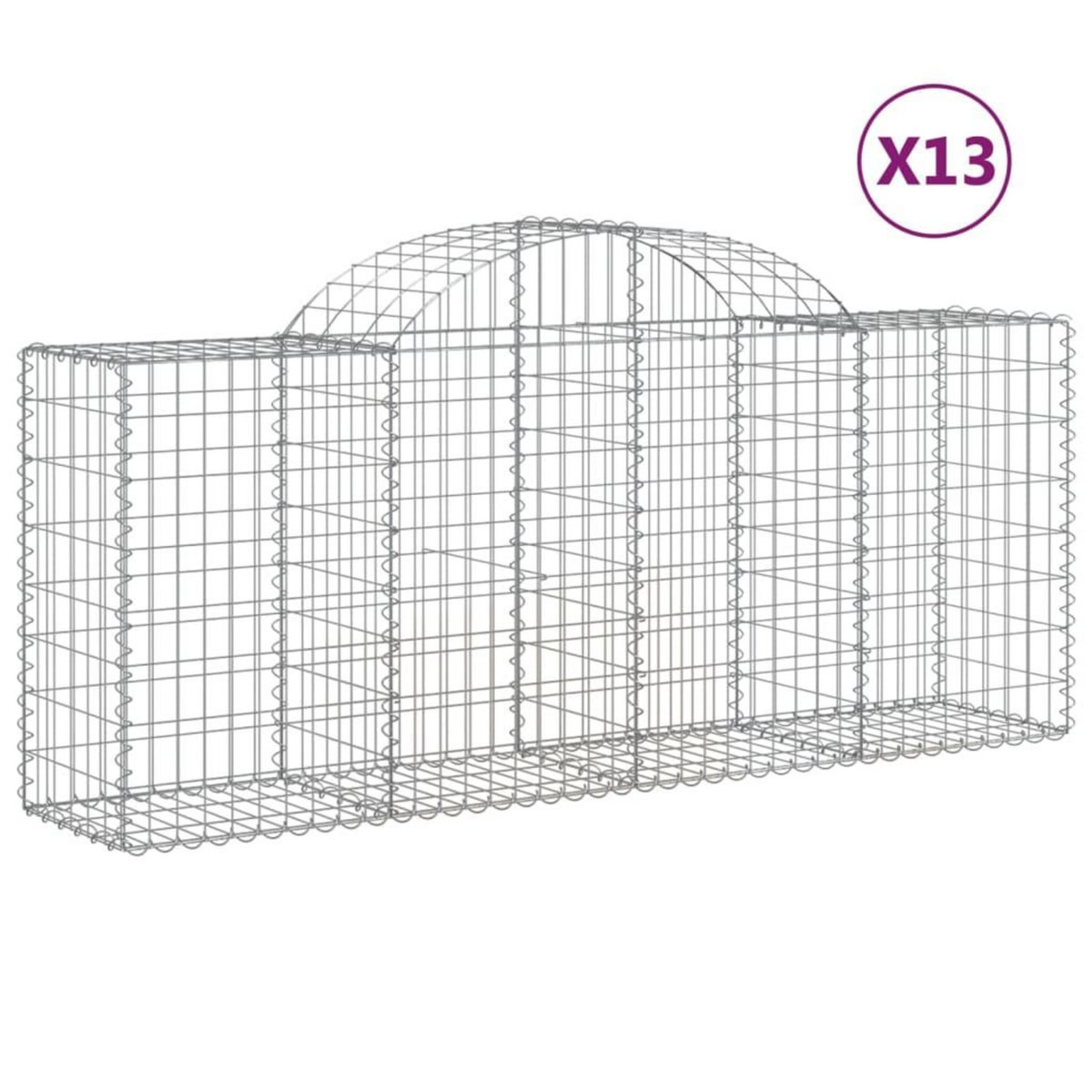 VIDAXL Paniers a gabions arques 13 pcs 200x50x80/100 cm Fer galvanise