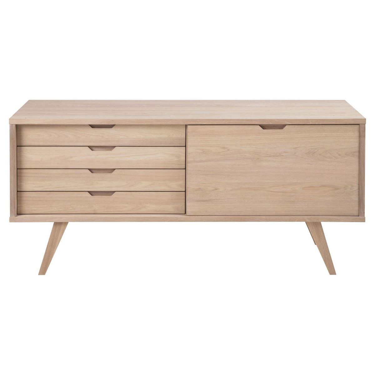 TOILINUX Buffet en panneaux de particules avec 4 tiroirs et 1 porte coulissante - Beige