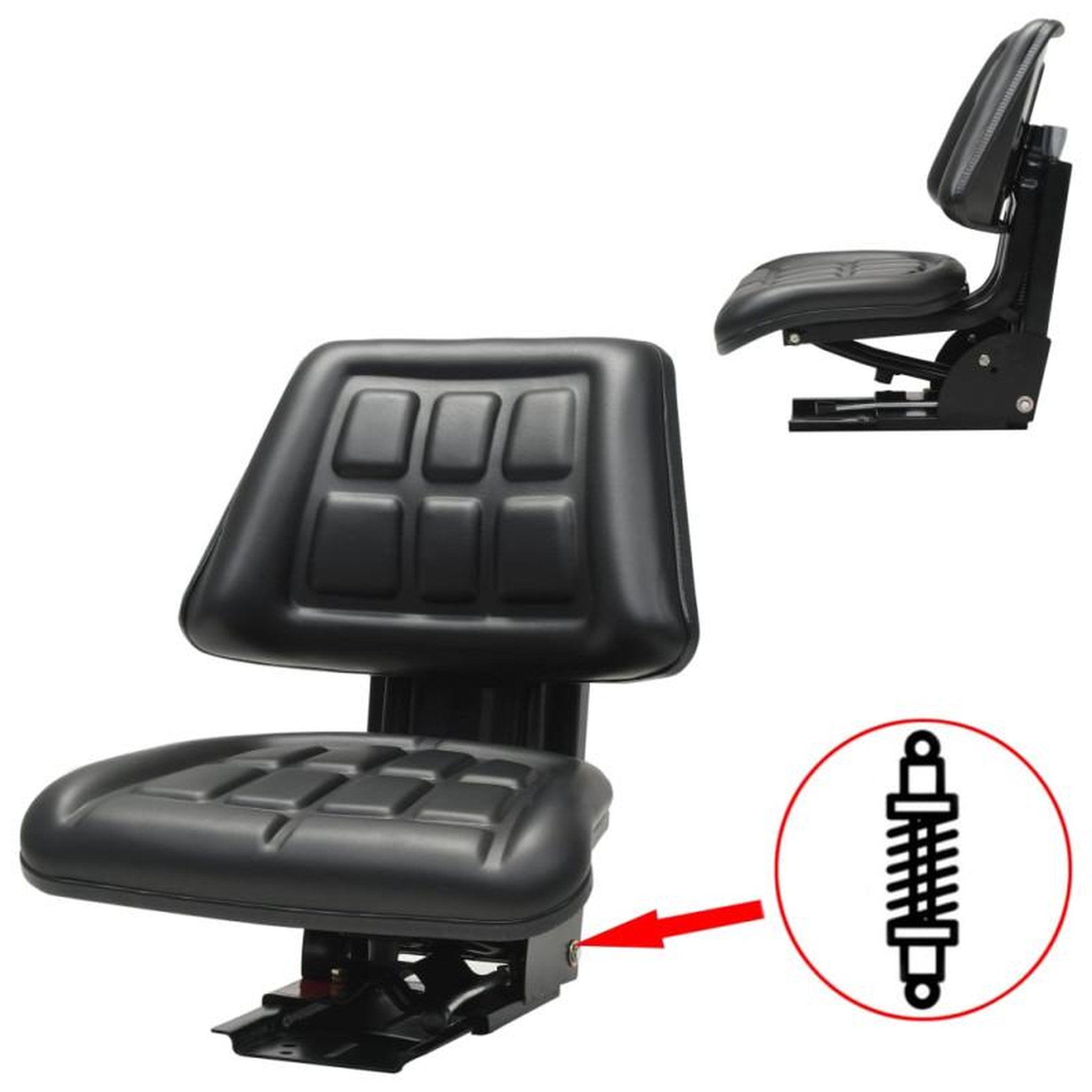 Voir la diapositive 1 : VIDAXL Siège de tracteur avec suspension Noir