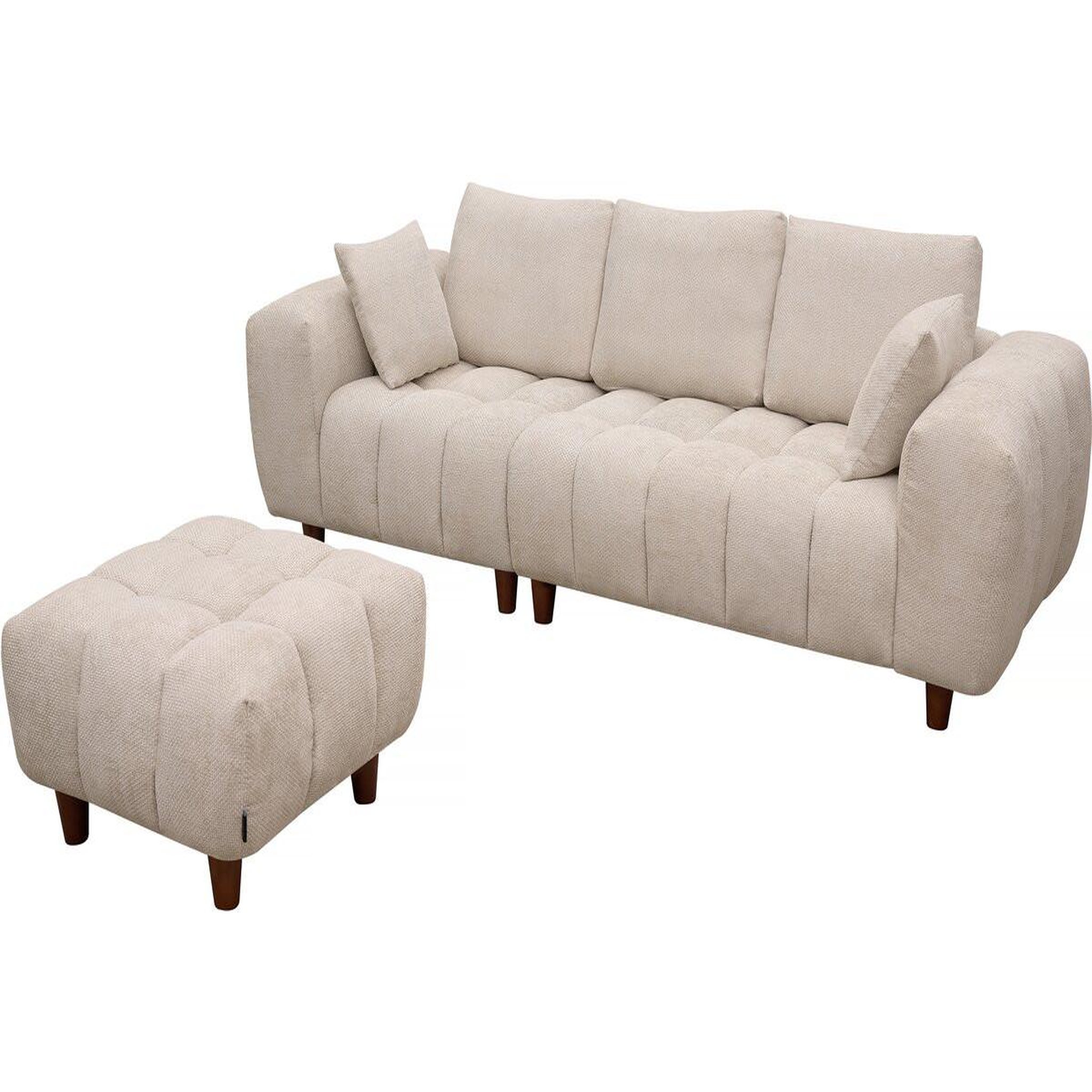Voir la diapositive 2 : Habitat et Jardin Ottoman pour canapé droit  matignon  - 70 x 70 x 46 cm - beige