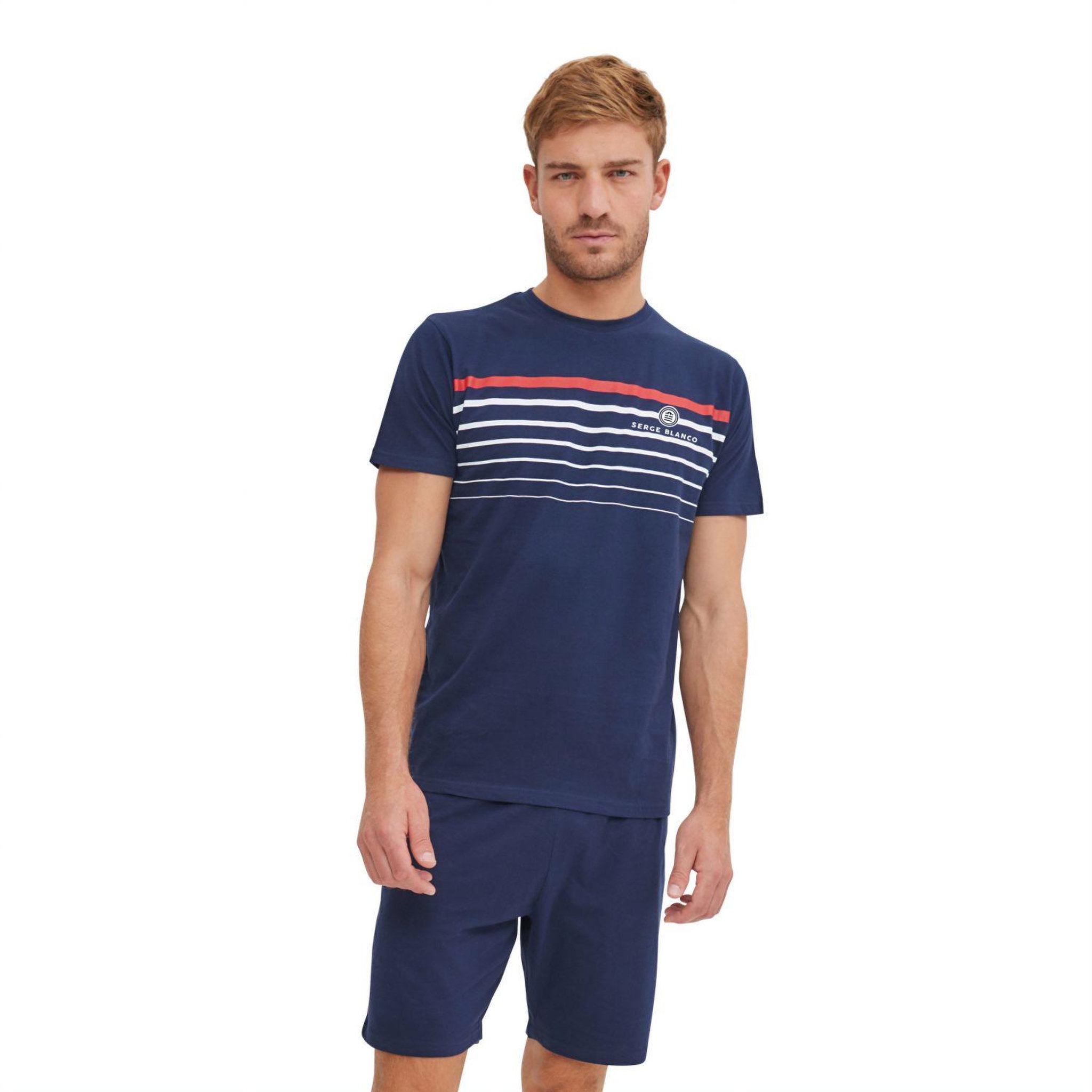 Voir la diapositive 1 : SERGE BLANCO Ensemble Pyjama court Tshirt col rond homme en coton