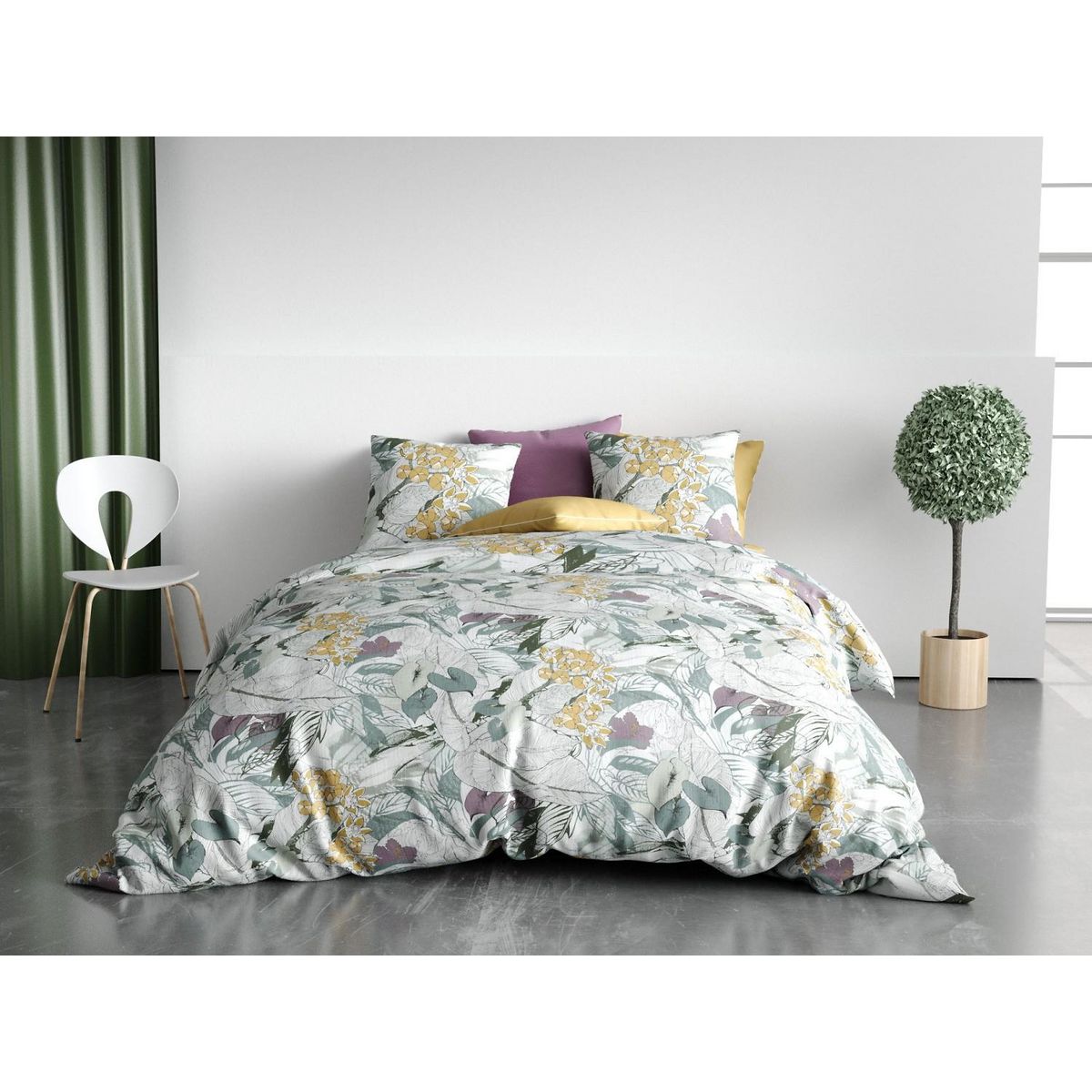 Les Ateliers du Linge Parure De Couette 3pcs 240x220cm 100% Coton Bio 57 Fils/cm2-zelia