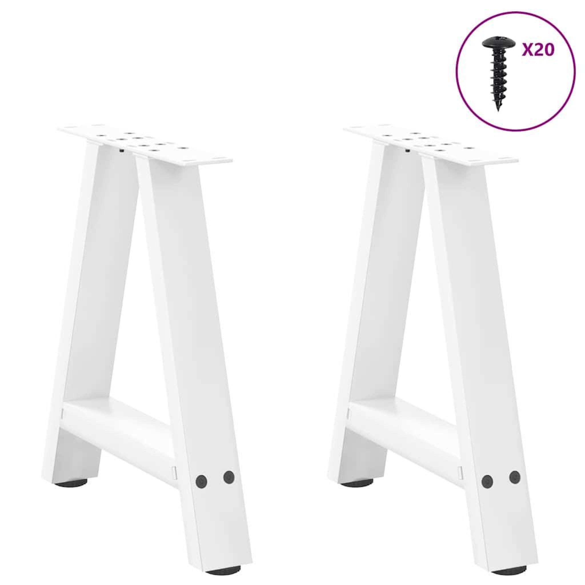 Voir la diapositive 3 : VIDAXL Pieds de table basse forme de A 2 pcs blanc 50x(42-43) cm acier