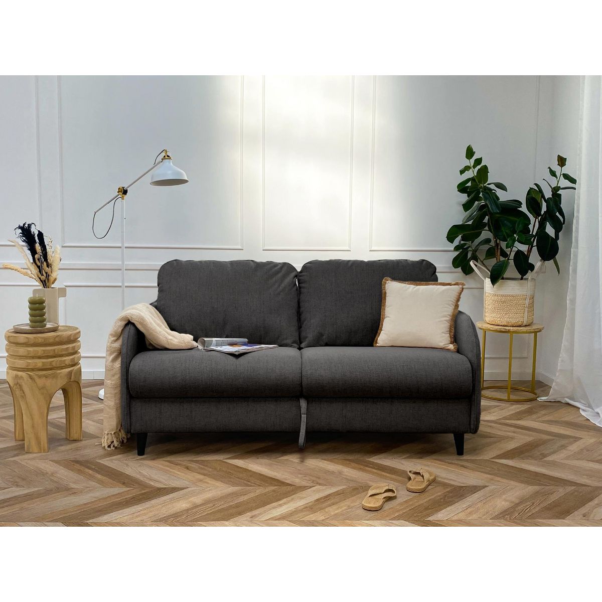 BEST MOBILIER Cosmos - canapé 3 places convertible express couchage quotidien 140 cm matelas 11 cm en tissu