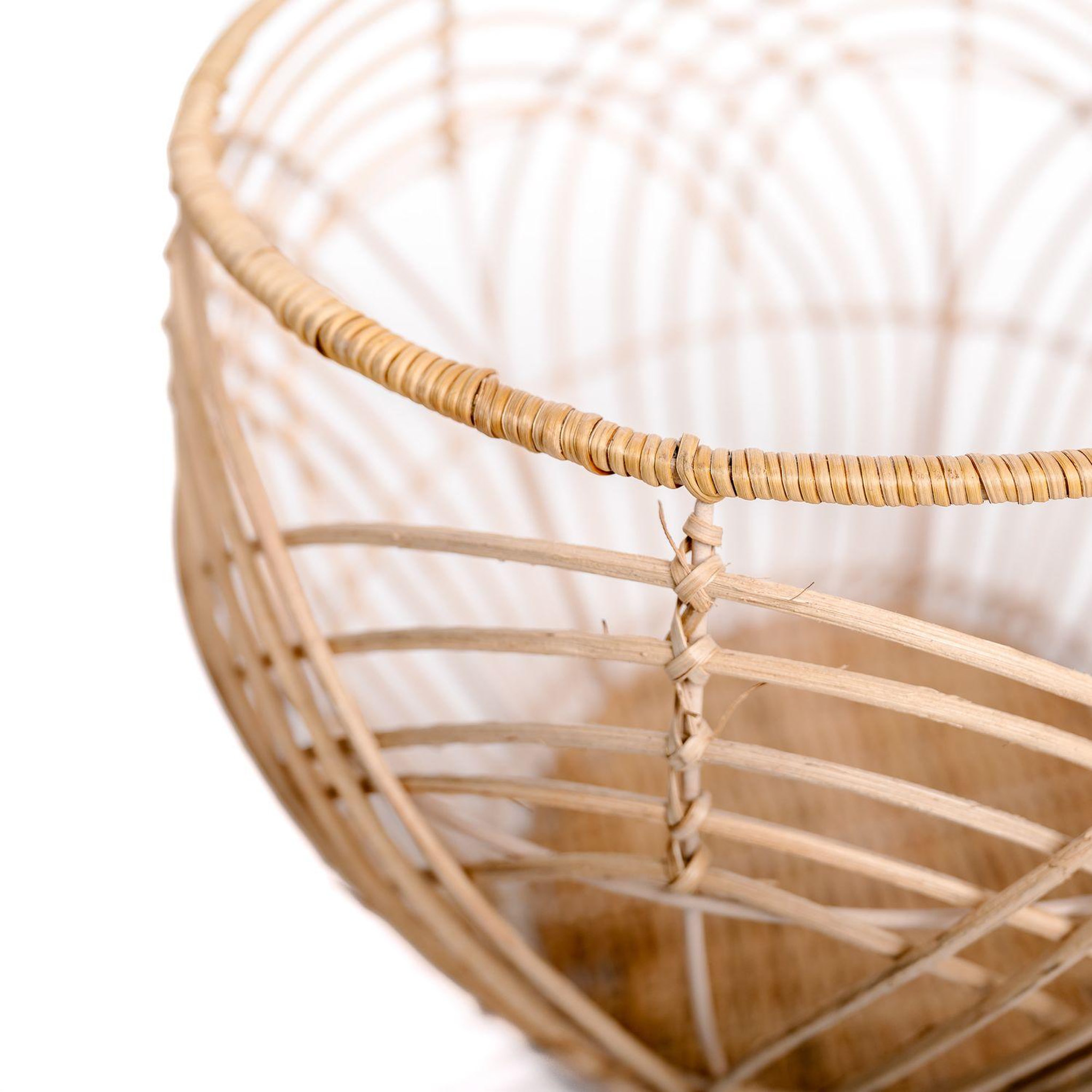 Voir la diapositive 2 : KB8 Set de 2 corbeilles tressés en rotin et métal - beige