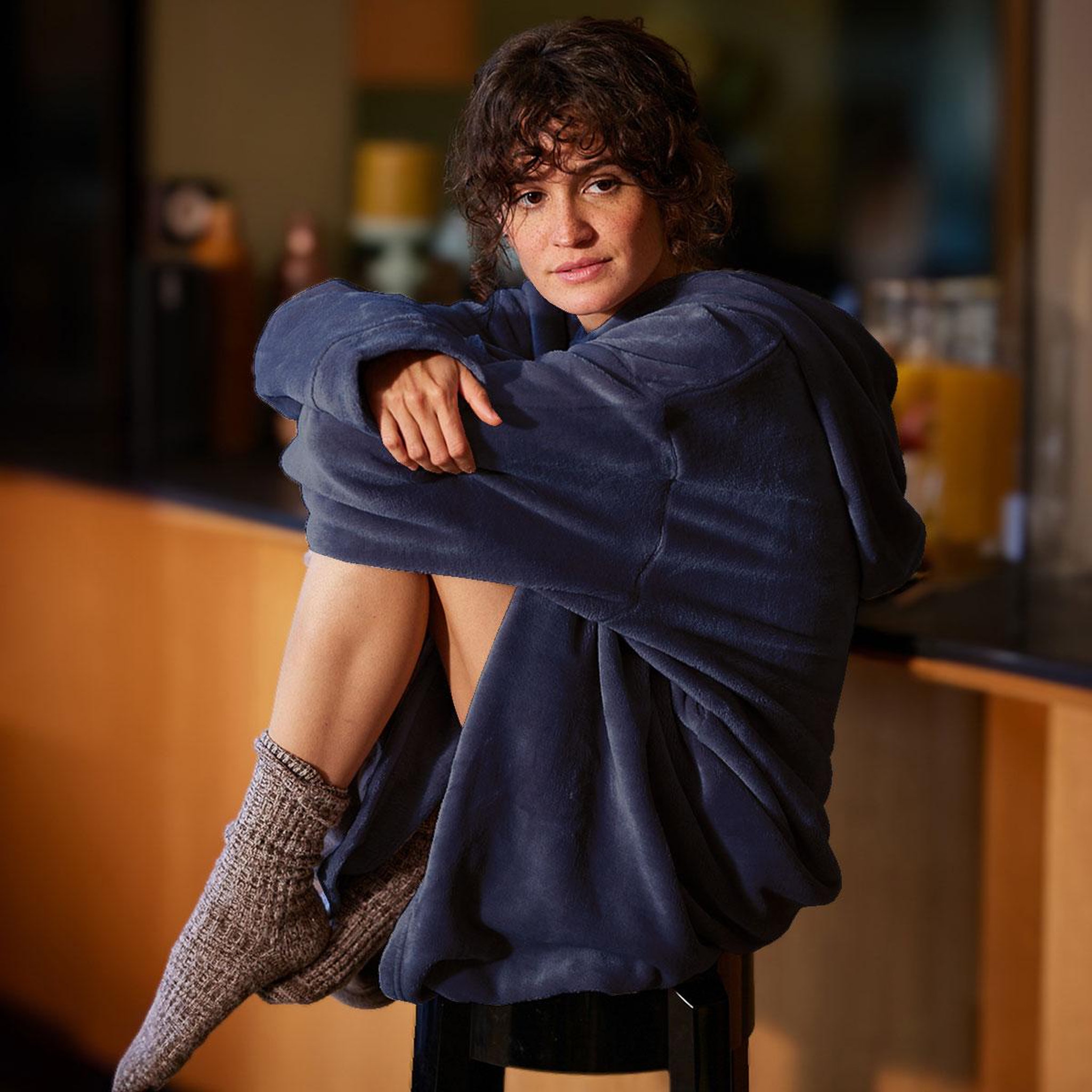 Voir la diapositive 1 : DODO Plaidou polaire extra cocooning coloris bleu