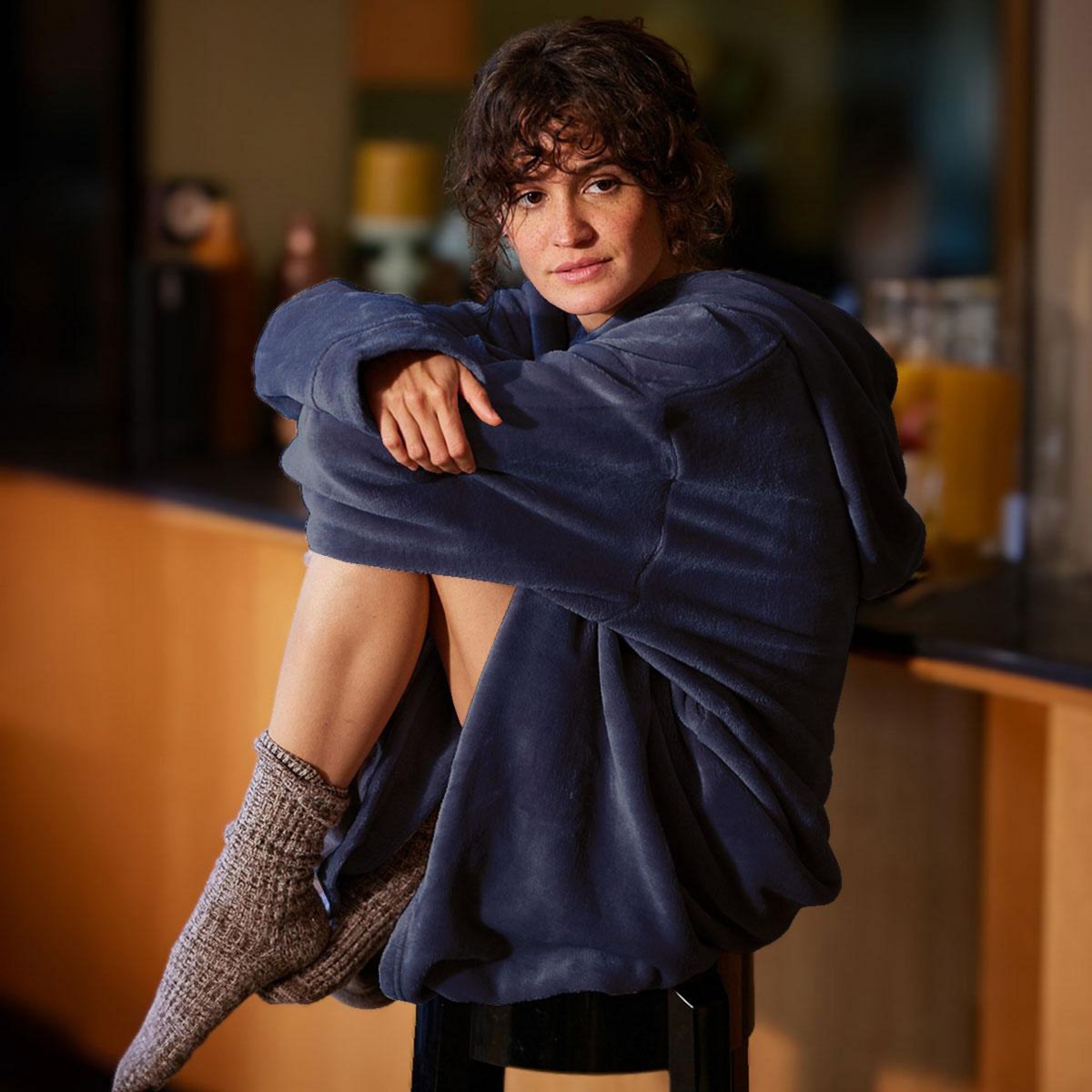 DODO Plaidou polaire extra cocooning coloris bleu