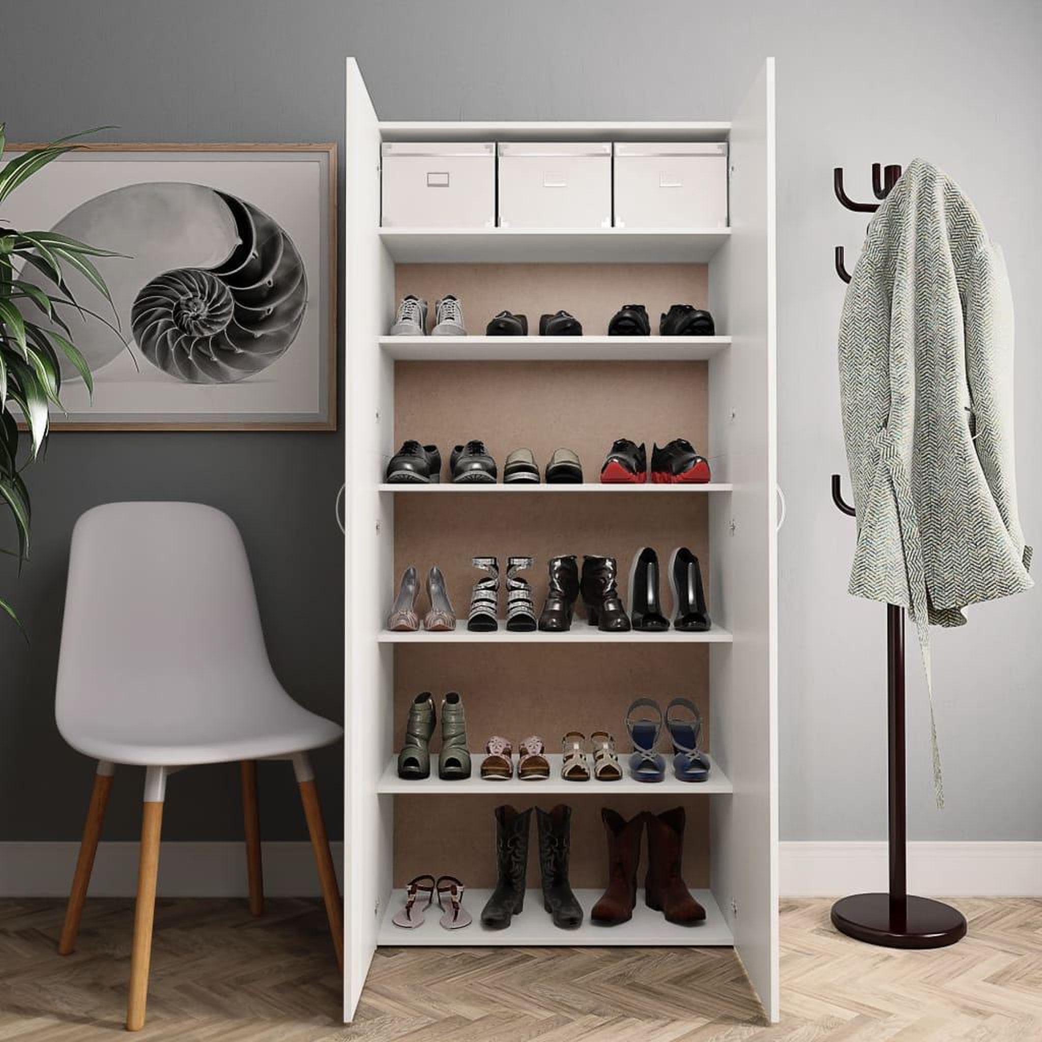 Voir la diapositive 3 : VIDAXL Armoire a chaussures blanc 80 x 35,5 x 180 cm bois d'ingenierie