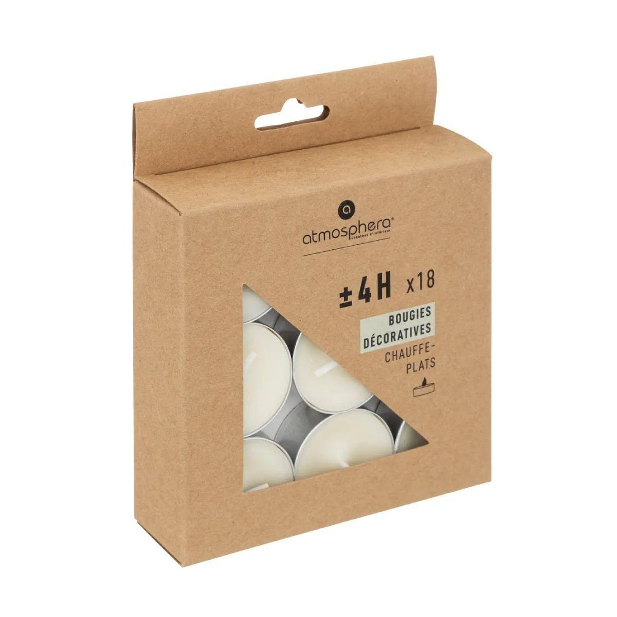 Voir la diapositive 3 : ATMOSPHERA Lot de 18 bougies chauffe-plat  hugo  3,7cm ivoire