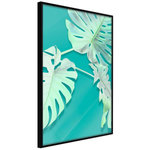 Paris Prix Affiche Murale Encadrée  Teal Monstera. Coloris disponibles : Jaune, Noir