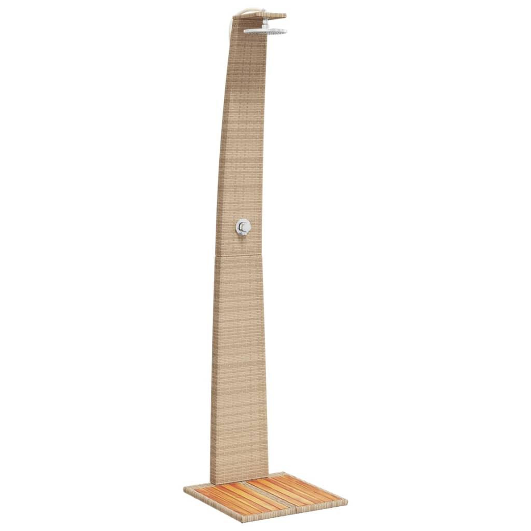 Voir la diapositive 2 : VIDAXL Douche d'exterieur beige 55x60x224cm resine tressee bois acacia