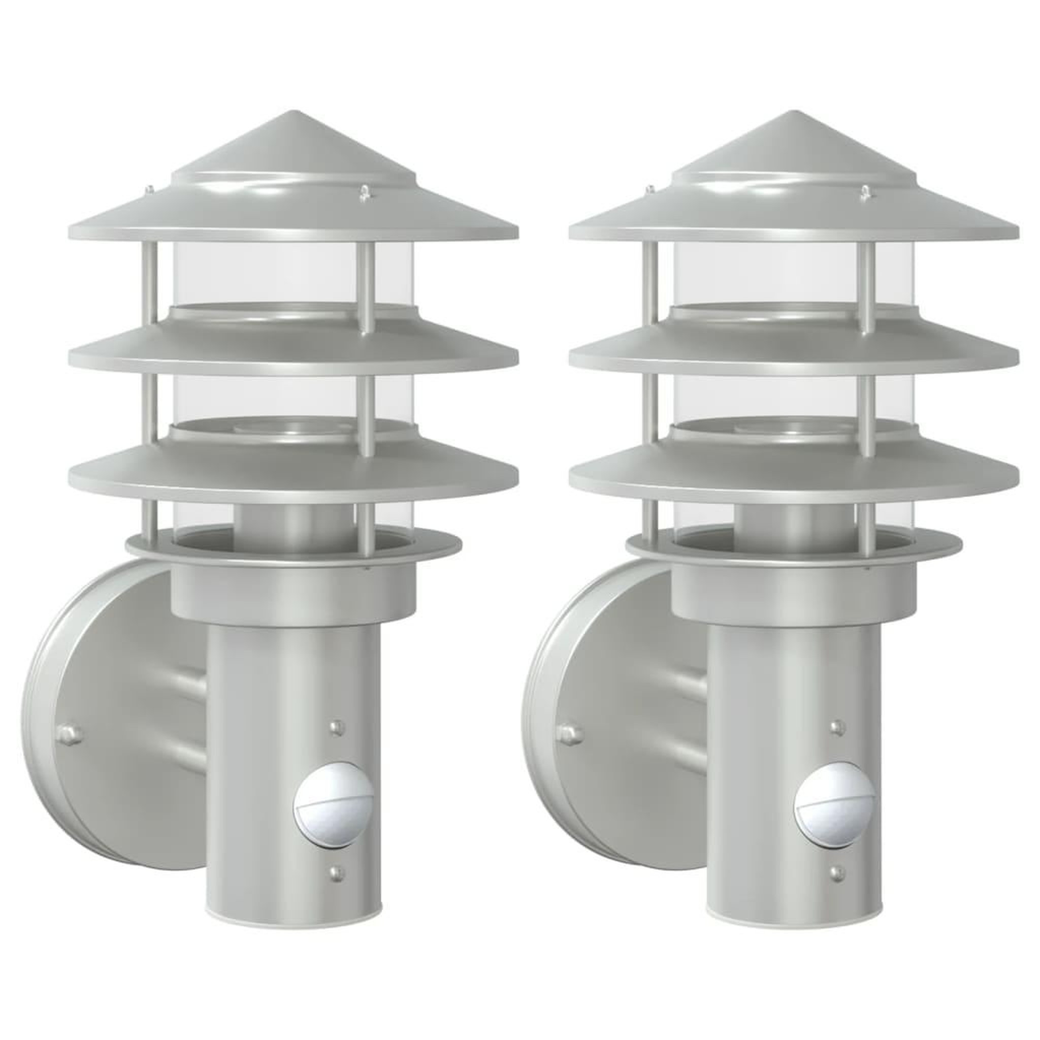 Voir la diapositive 2 : VIDAXL Appliques murales d'exterieur et capteurs 2pcs acier inoxydable