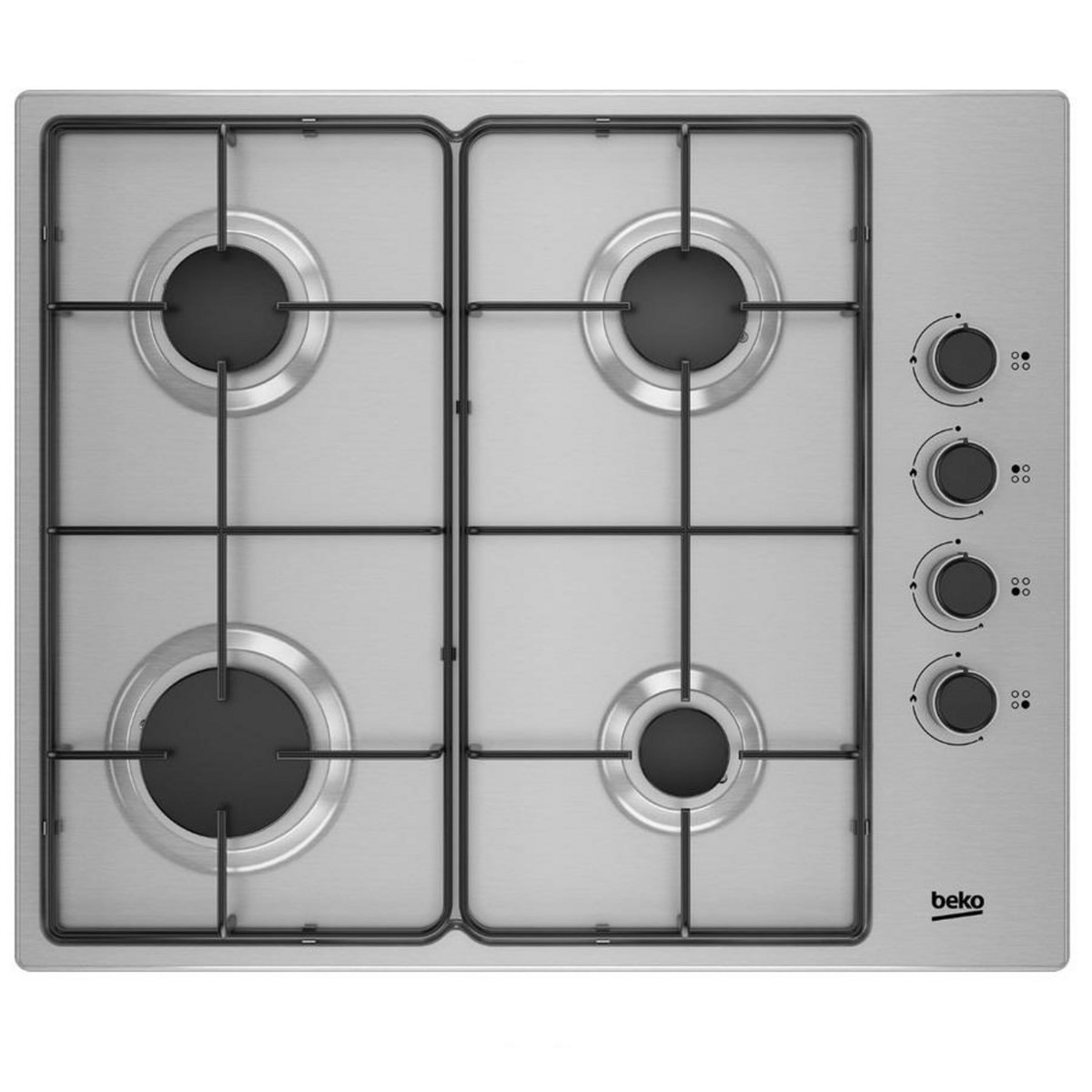 Beko Table de cuisson gaz 60cm 4 feux inox - HIGG64123SX