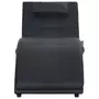 VIDAXL Chaise longue de massage avec oreiller Noir Similicuir
