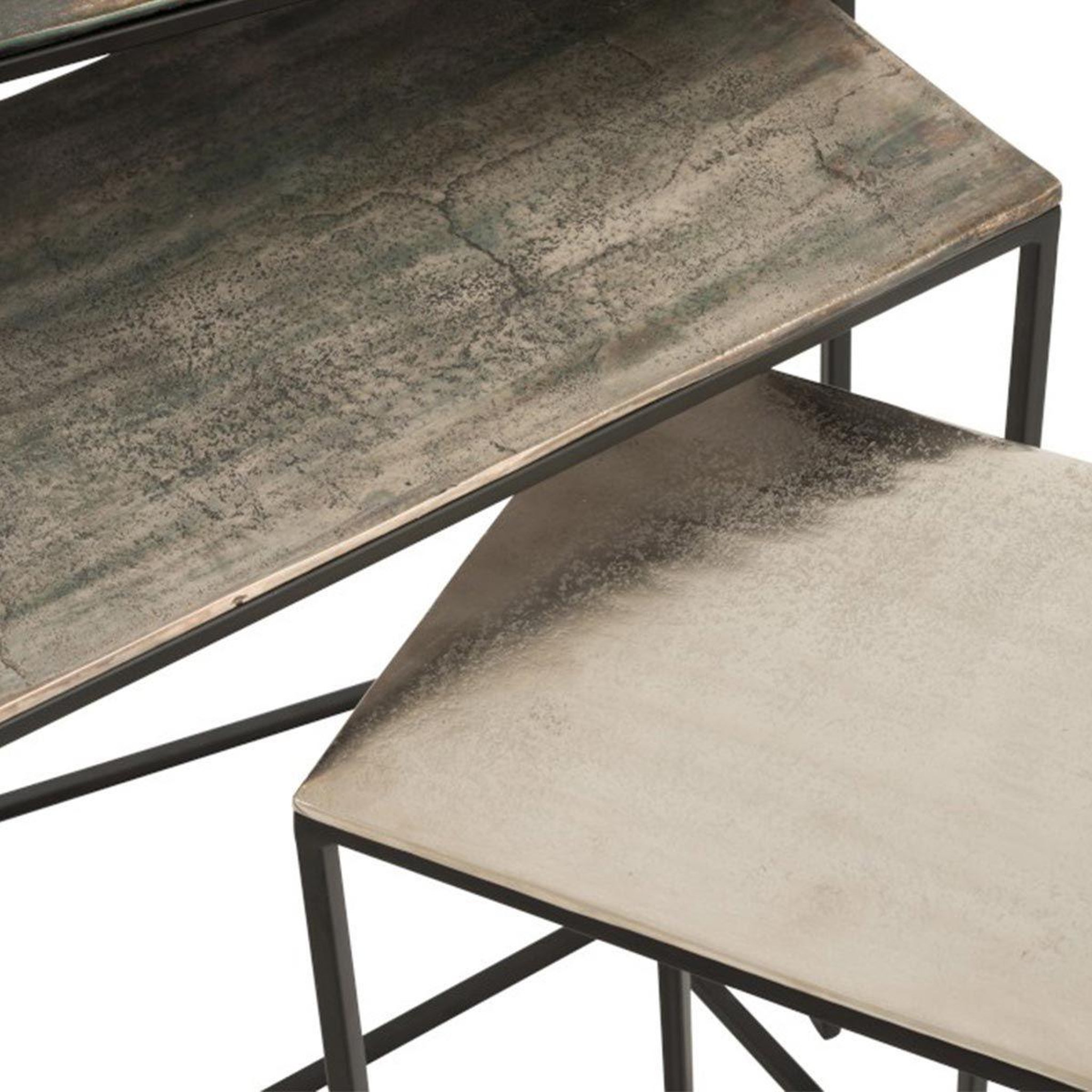 Voir la diapositive 3 : J-LINE Lot de 3 tables gigognes design  slim  65cm noir