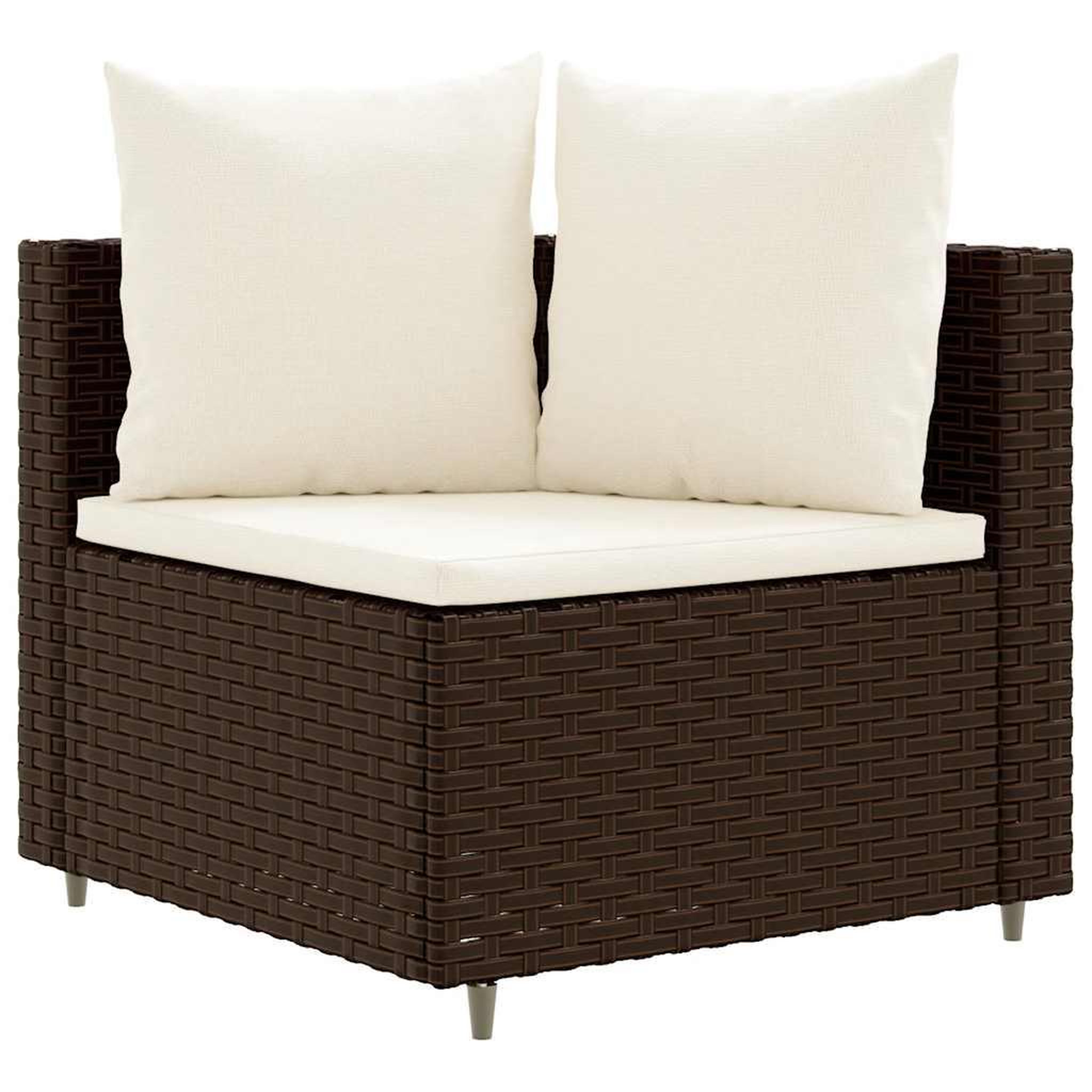 Voir la diapositive 3 : VIDAXL Salon de jardin 4 pcs avec coussins marron resine tressee