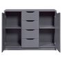 Voir la diapositive 2 : Commode meuble de rangement 2 portes 4 tiroirs  FALONE
