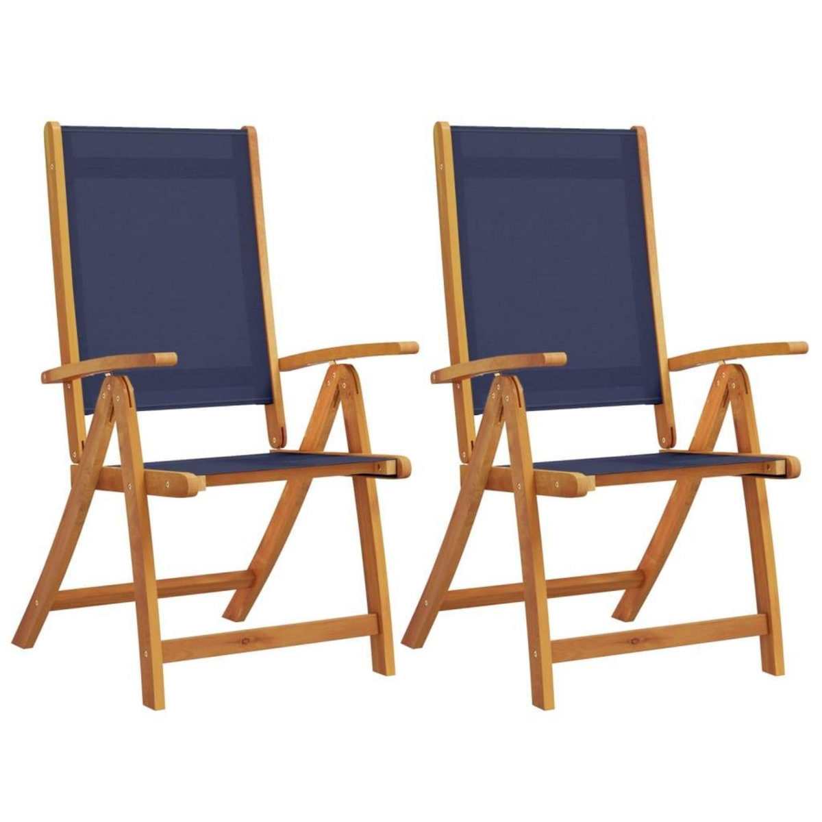 VIDAXL Chaises pliables de jardin lot de 2 bois d'acacia et textilene