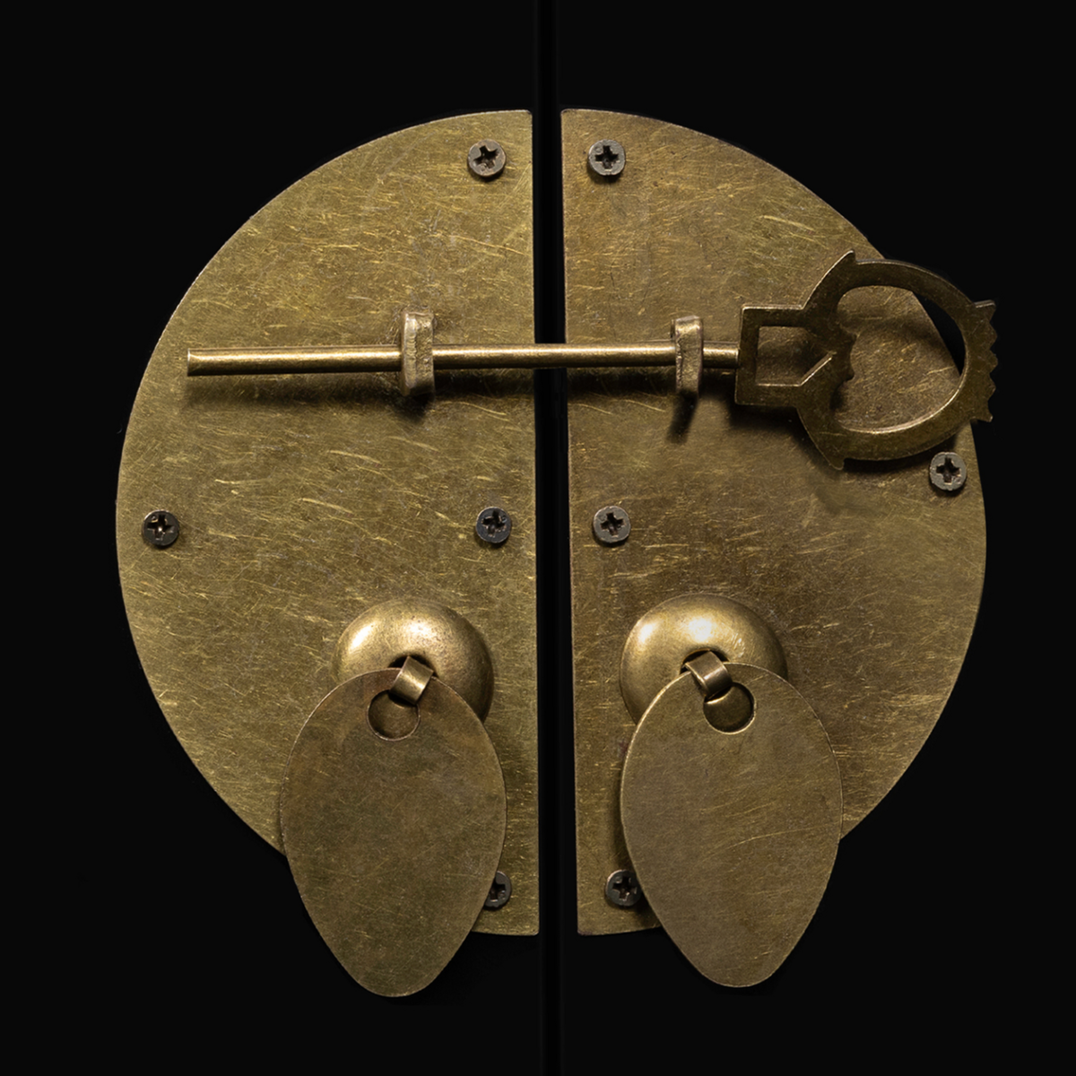 ID MARKET Buffet bas 110 cm YANG 3 portes bois noir