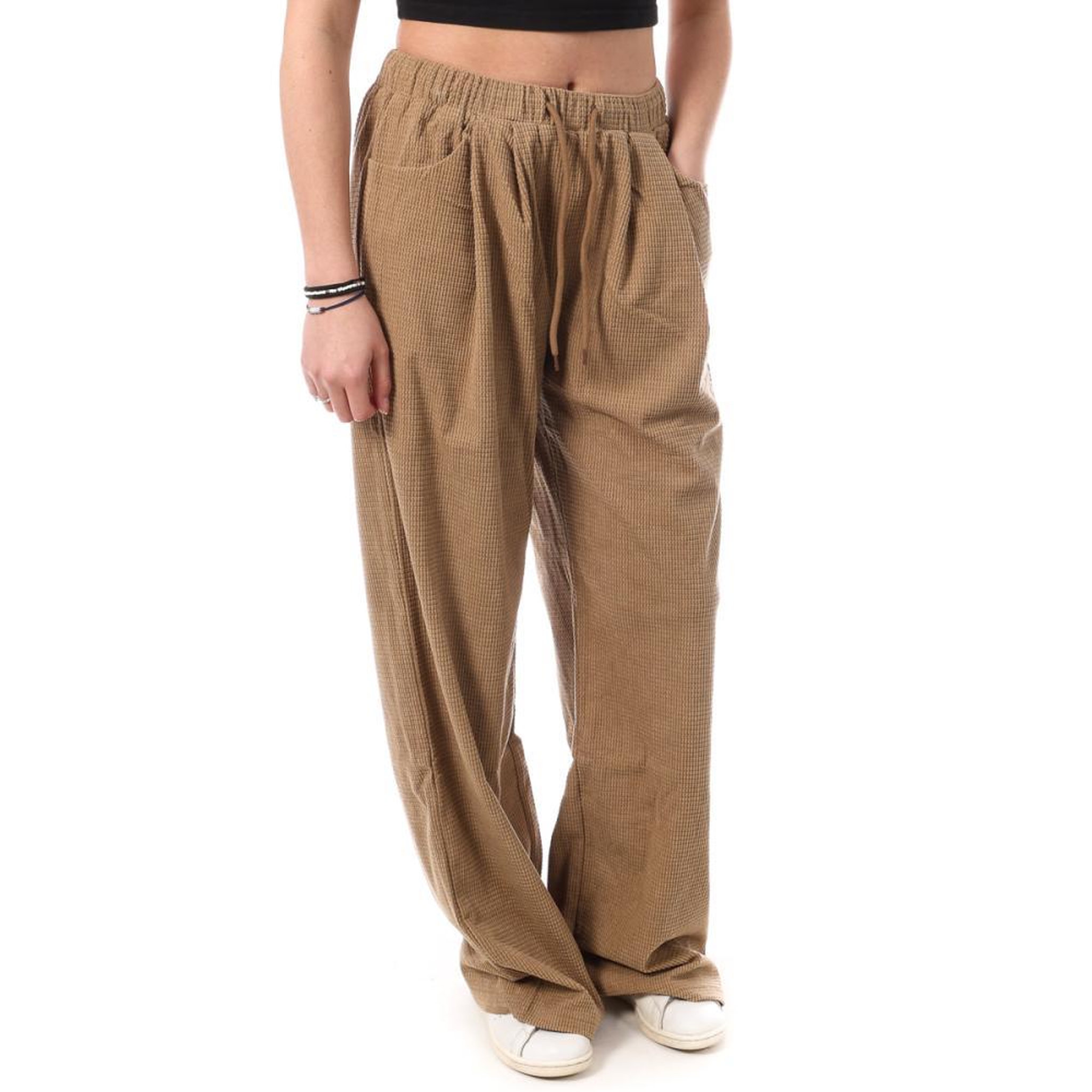 MONDAY PREMIUM Pantalon Fluide Camel Femme Monday Premium D10001. Coloris disponibles : Marron