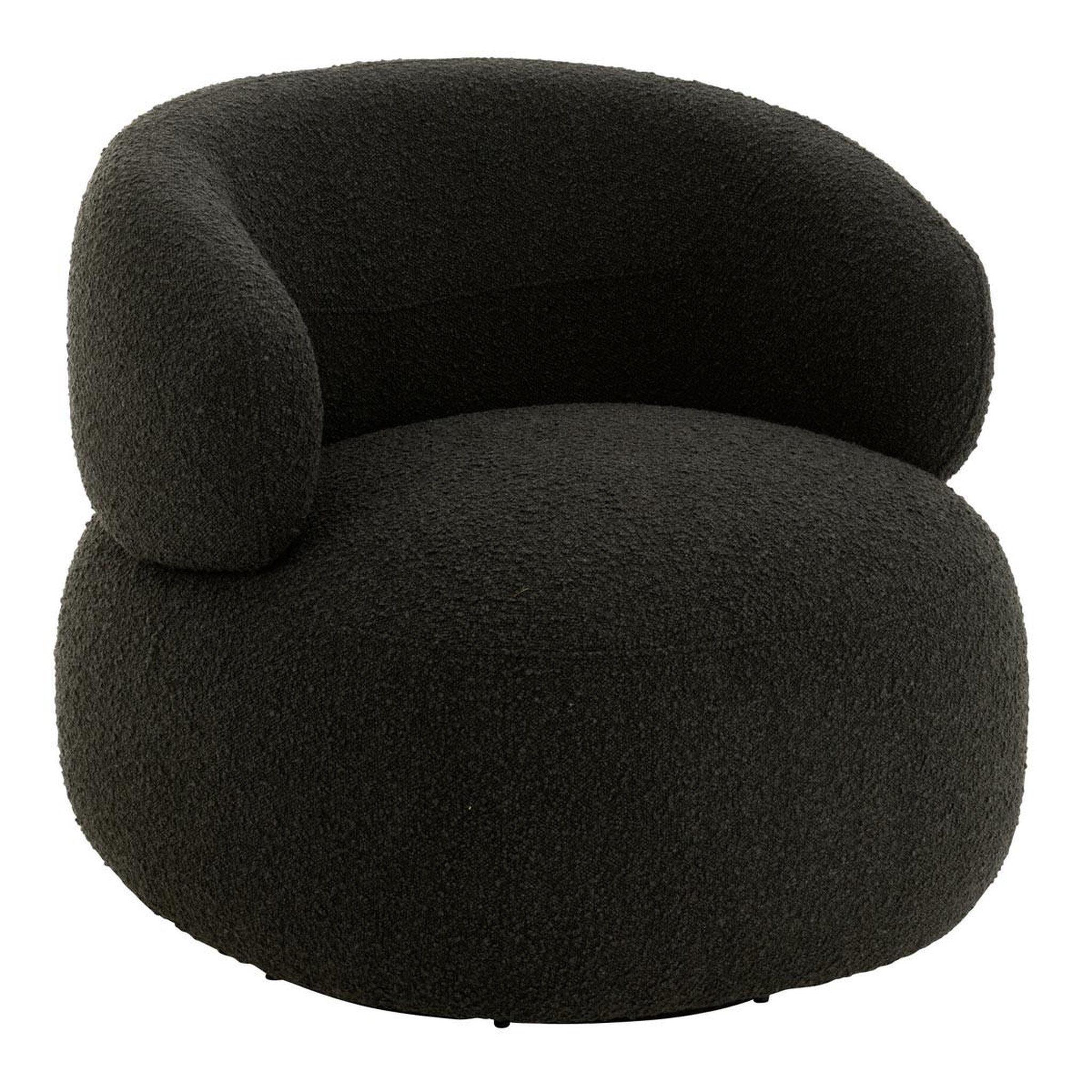 J-LINE Fauteuil Pivotant Rond  Cosy  85cm Noir