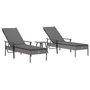 Voir la diapositive 3 : VIDAXL Chaises longues lot de 2 avec table et coussins gris poly rotin
