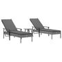 Voir la diapositive 3 : VIDAXL Chaises longues lot de 2 avec table et coussins gris poly rotin