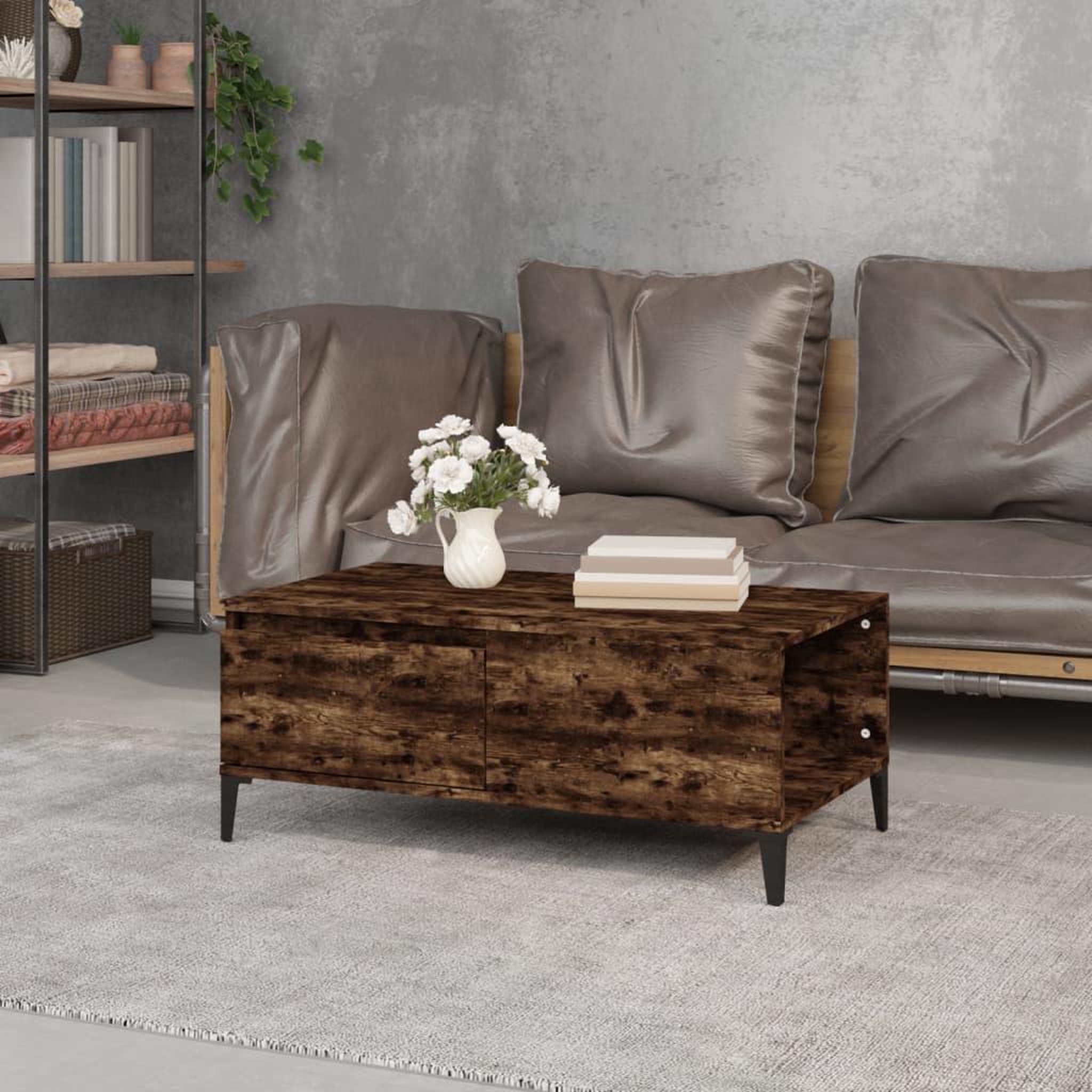 Voir la diapositive 3 : VIDAXL Table basse Chene fume 90x50x36,5 cm Bois d'ingenierie