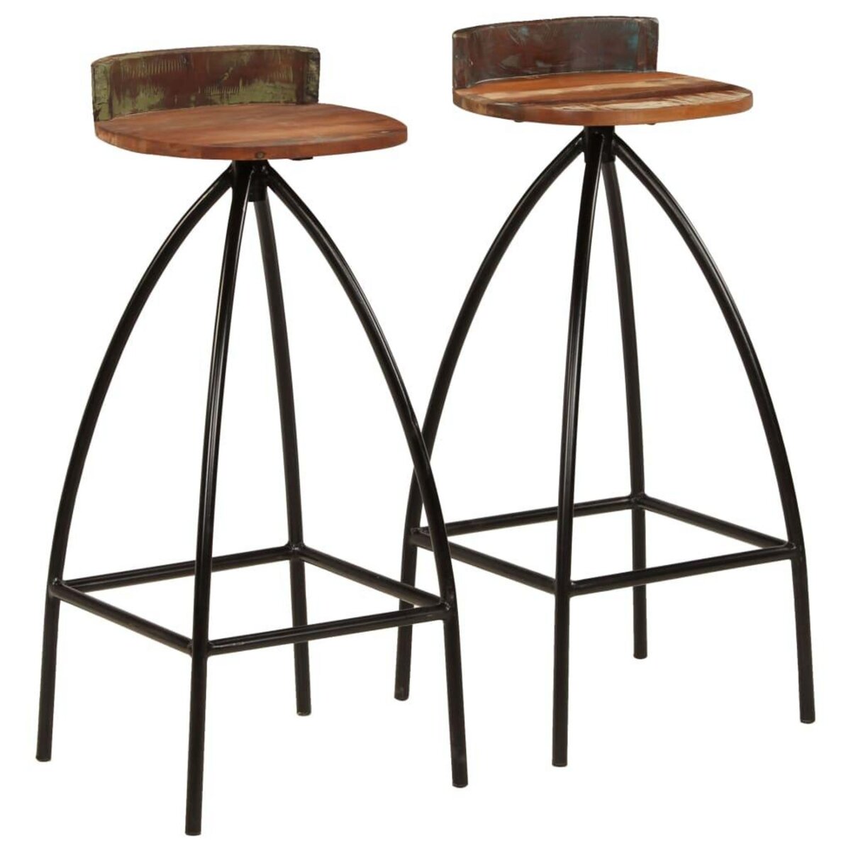 VIDAXL Tabourets de bar lot de 2 bois de recuperation massif
