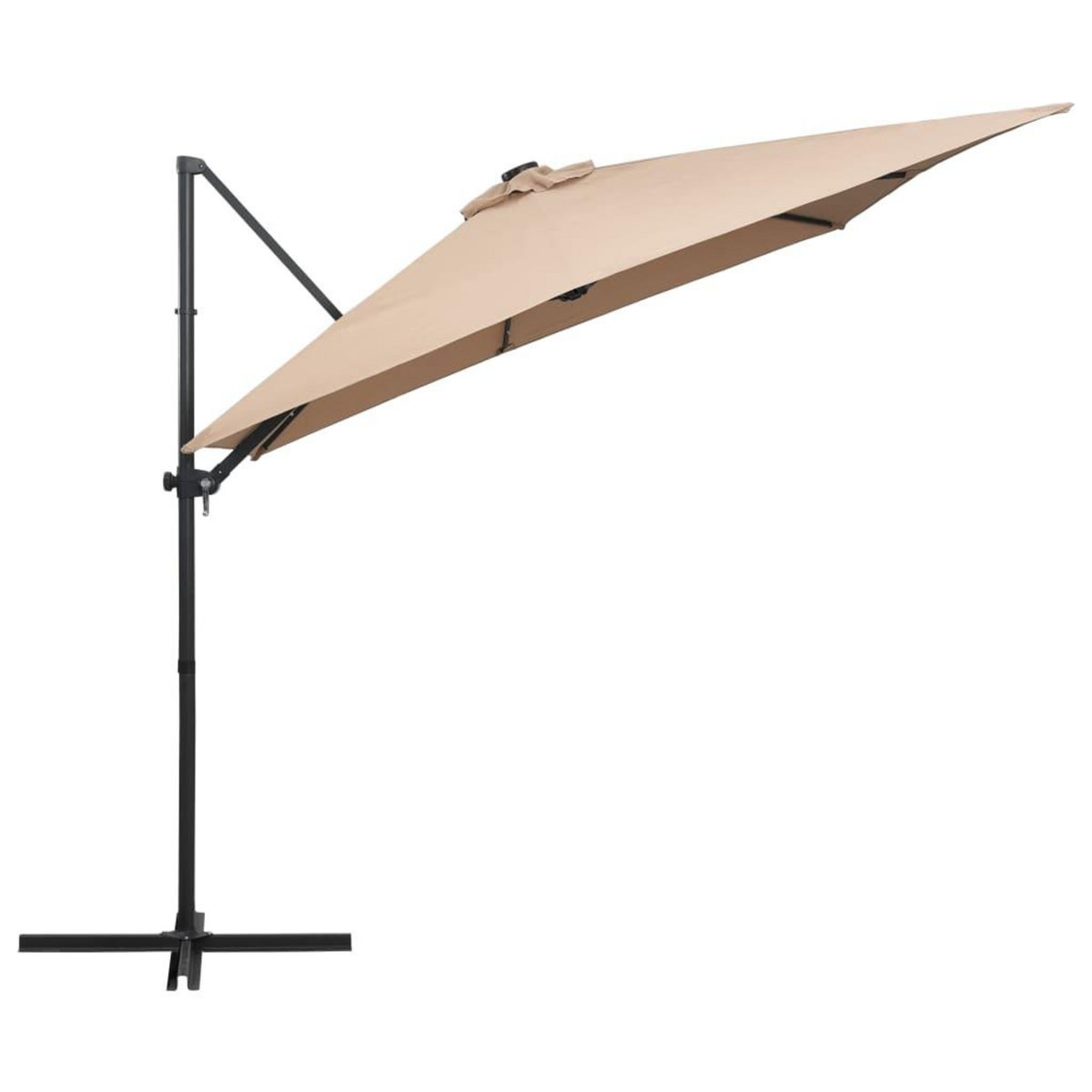 VIDAXL Parasol de jardin en porte-a-faux lumieres LED et mat en acier