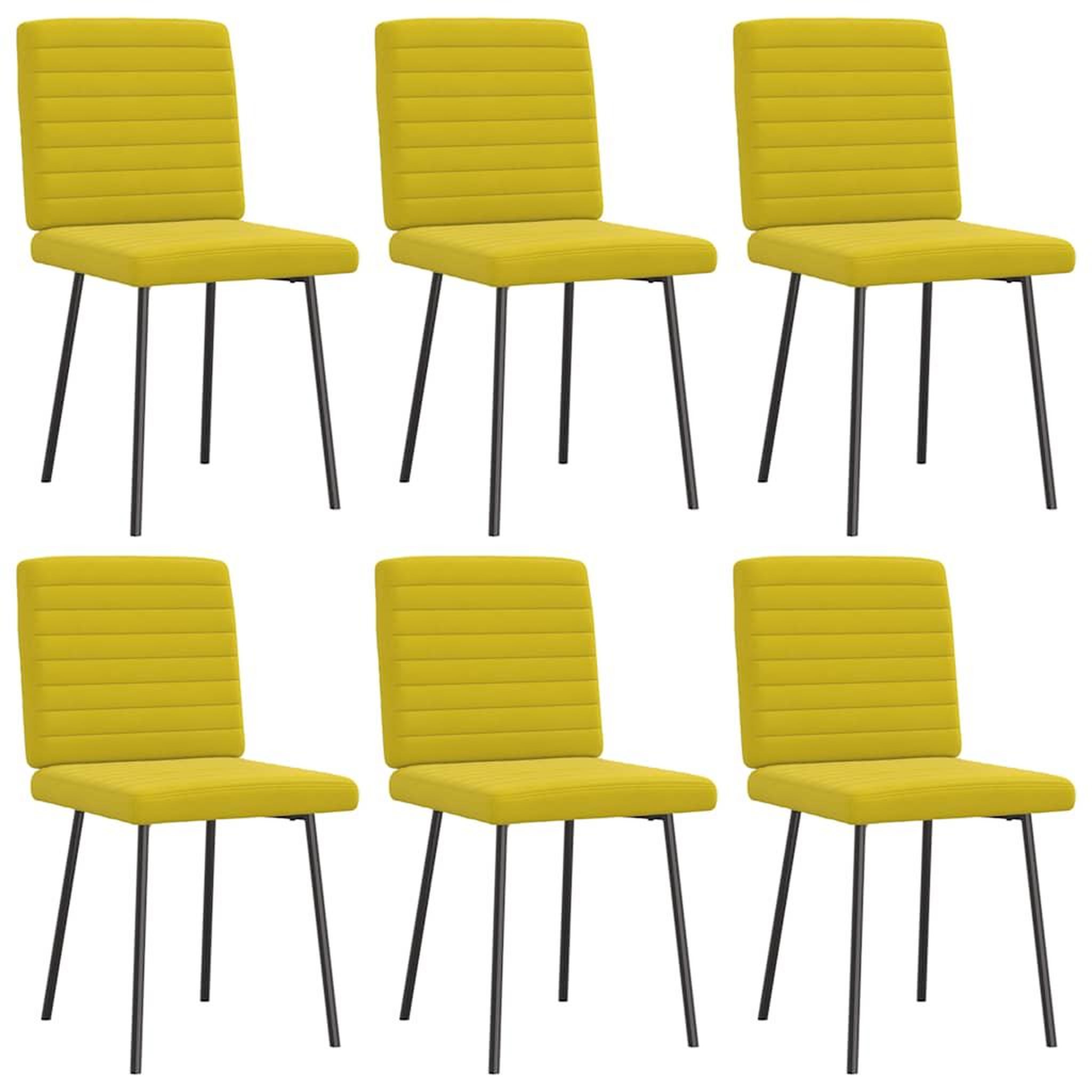 VIDAXL Chaises a manger lot de 6 jaune velours
