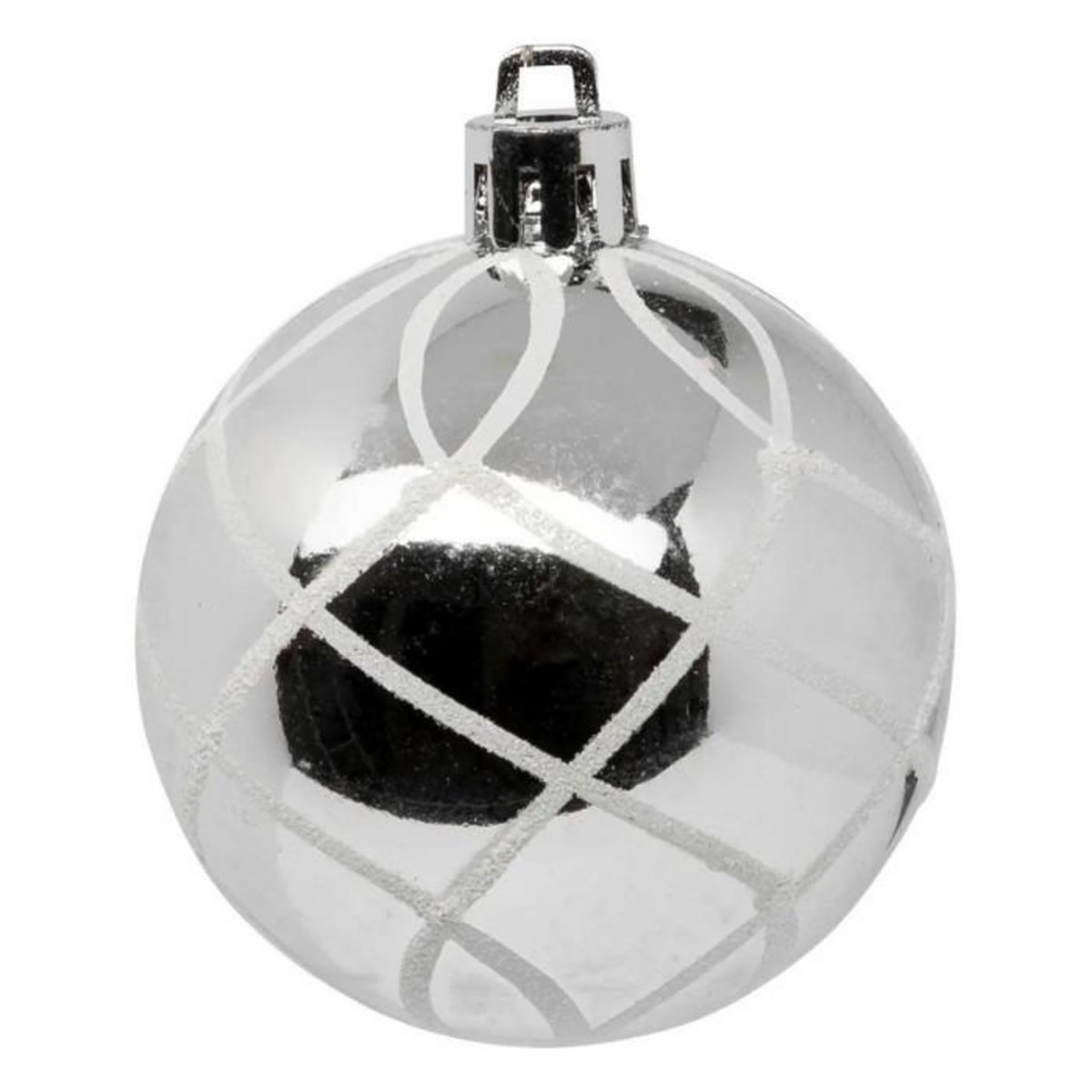 ATMOSPHERA Lot de 25 Boules de Noël  Maison des Couleurs  6cm Argent & Blanc
