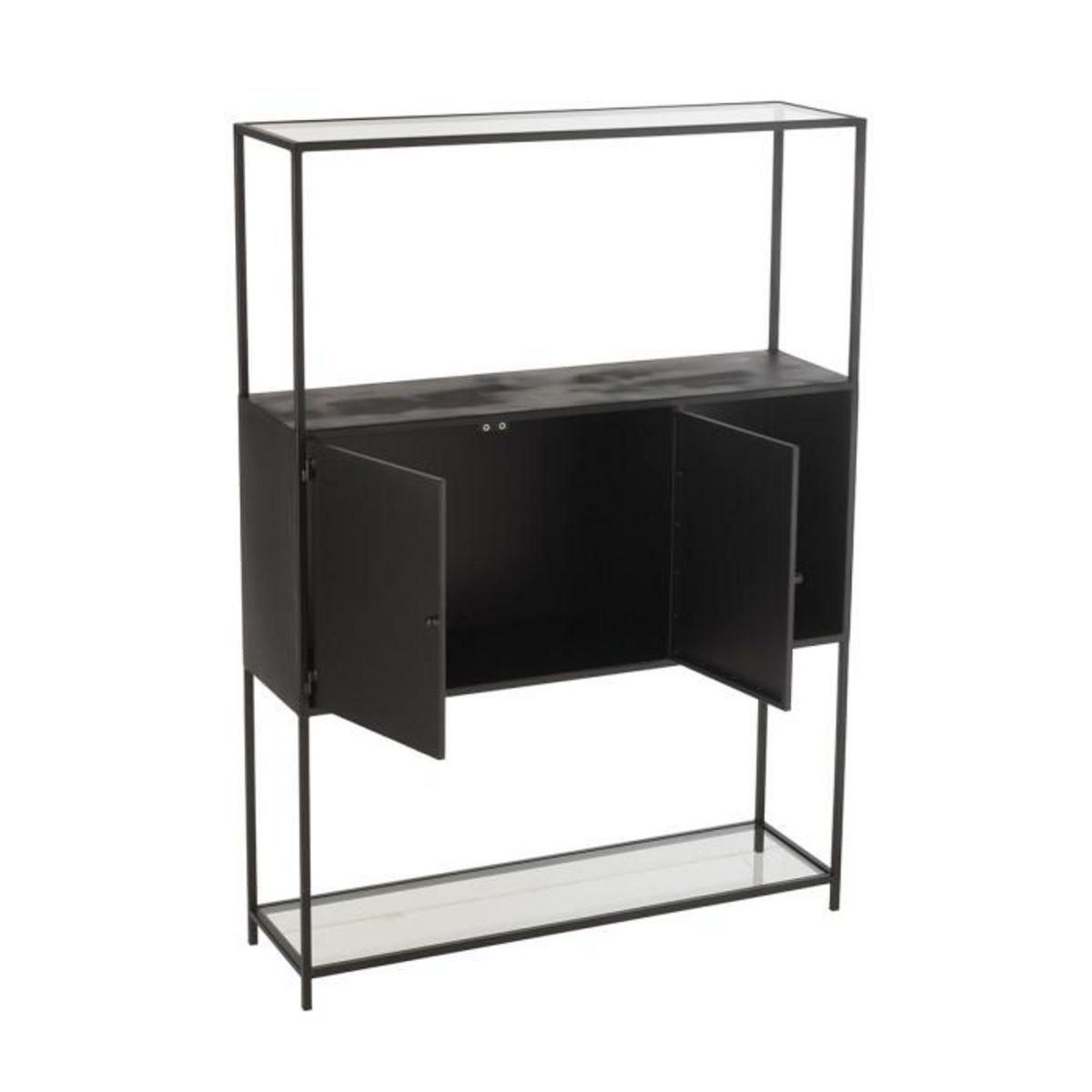 Paris Prix Étagère 2 Portes en Métal  Maryanne  126cm Noir