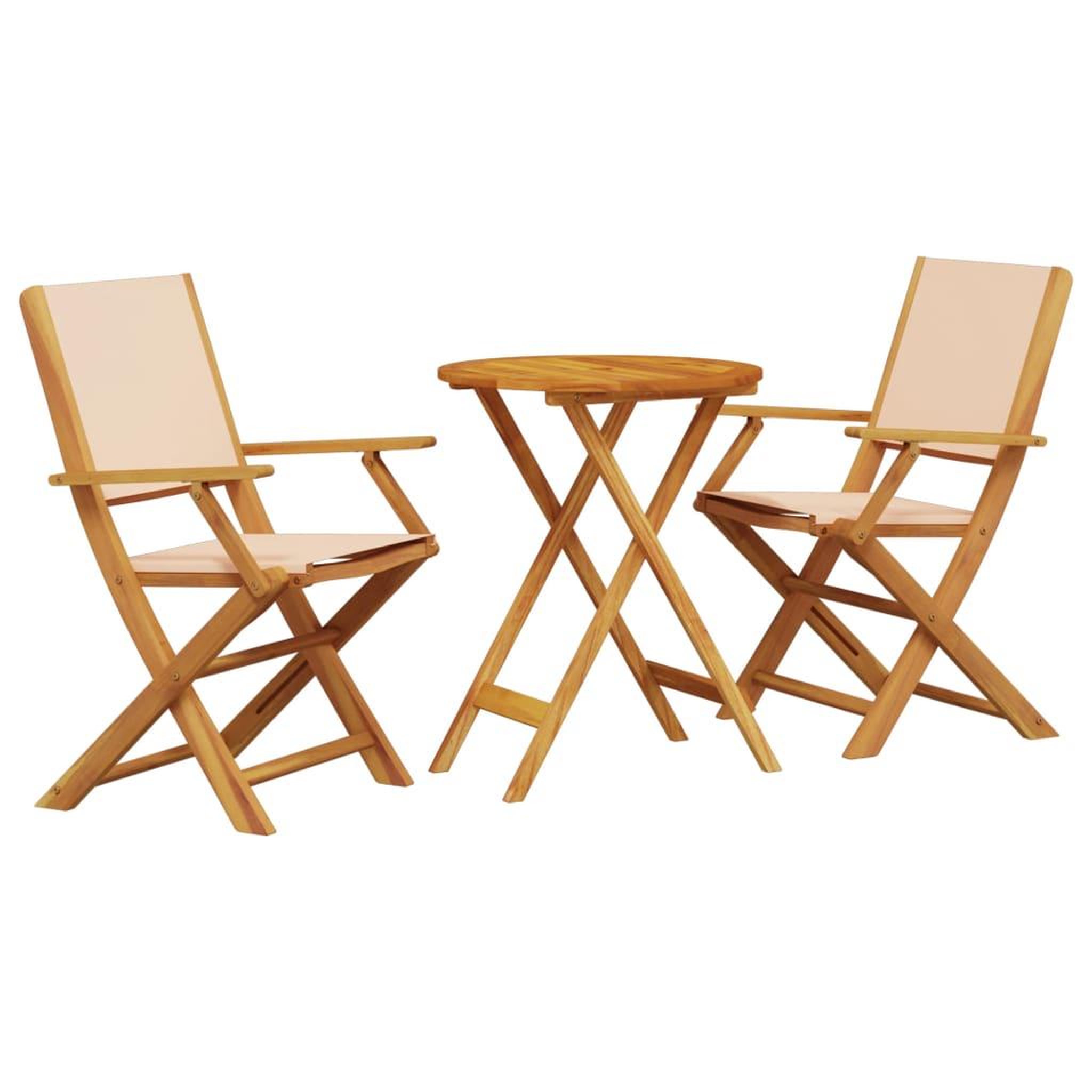 Voir la diapositive 2 : VIDAXL Ensemble de bistro 3 pcs beige tissu et bois massif
