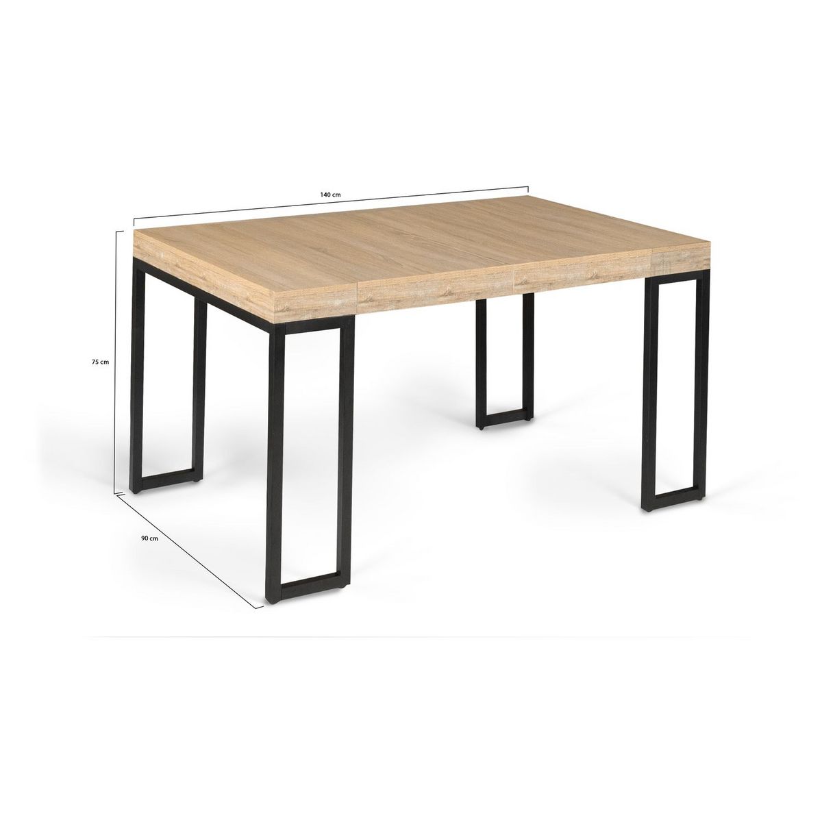 Table console extensible avec rallonges style industriel 45/140 cm HOUSTON  