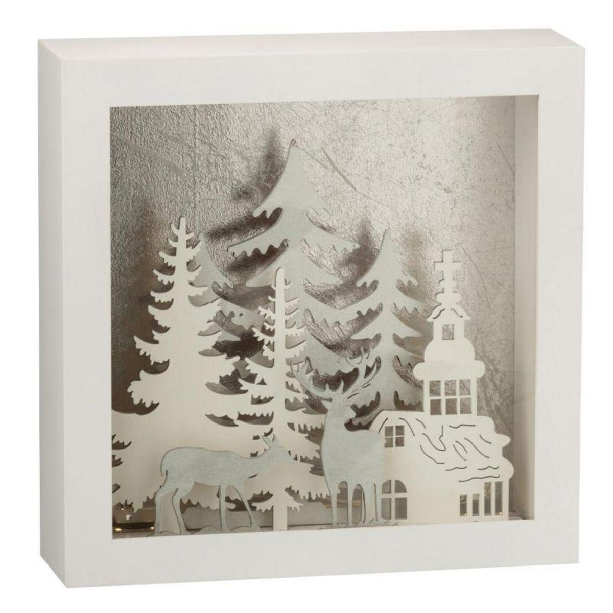 Paris Prix Décoration de Noël Led  Hiver  24cm Blanc & Argent