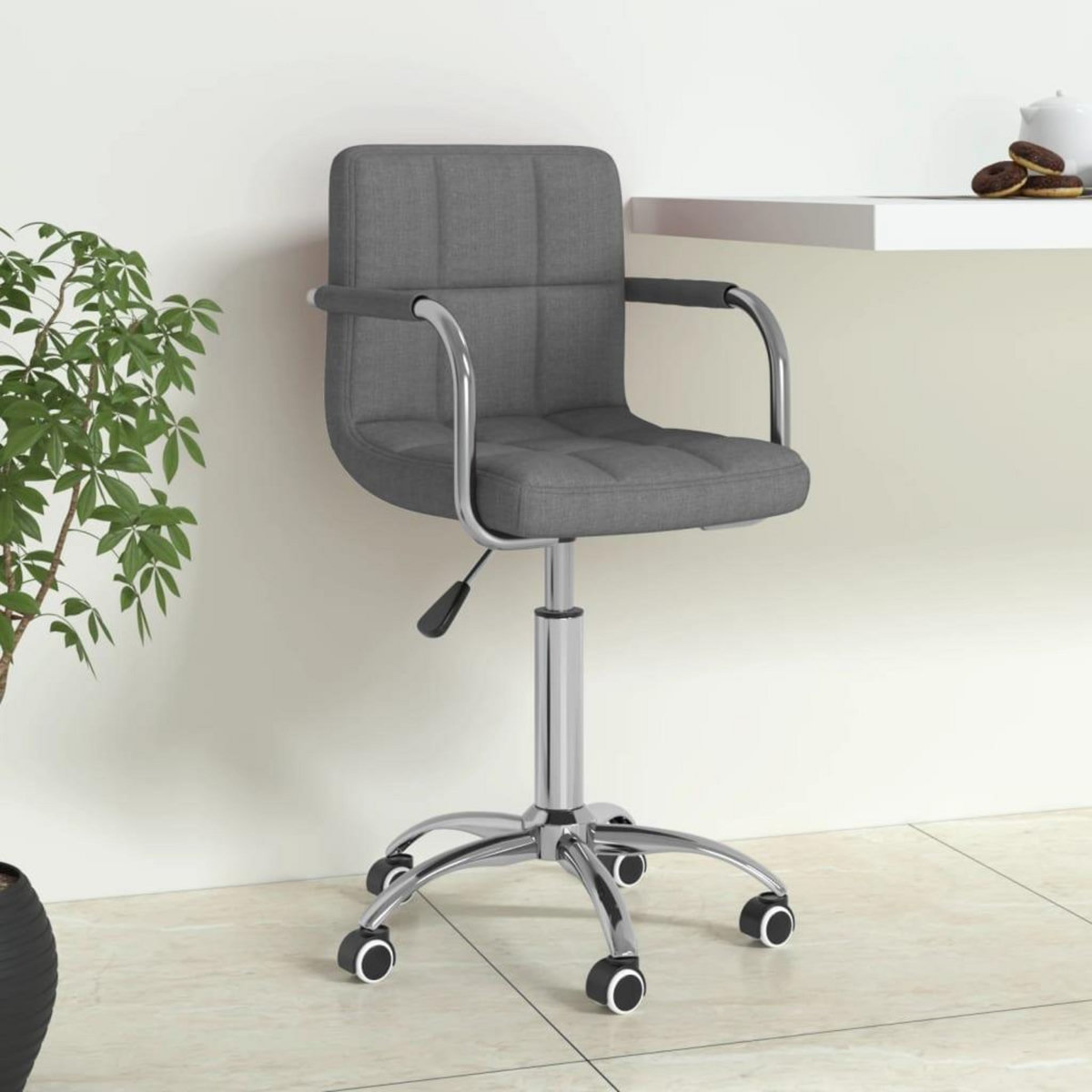VIDAXL Chaise pivotante de bureau Gris clair Tissu