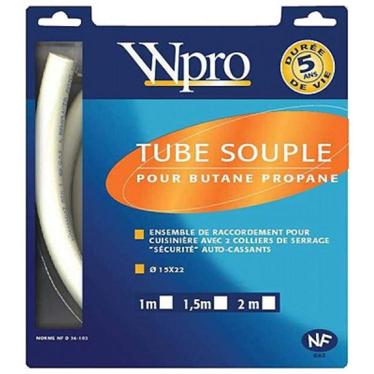 WPRO Flexible de gaz butane/propane 5ans 1,5m - tbc159