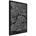 Paris Prix Affiche Murale Encadrée  City Map London Dark. Coloris disponibles : Jaune, Noir
