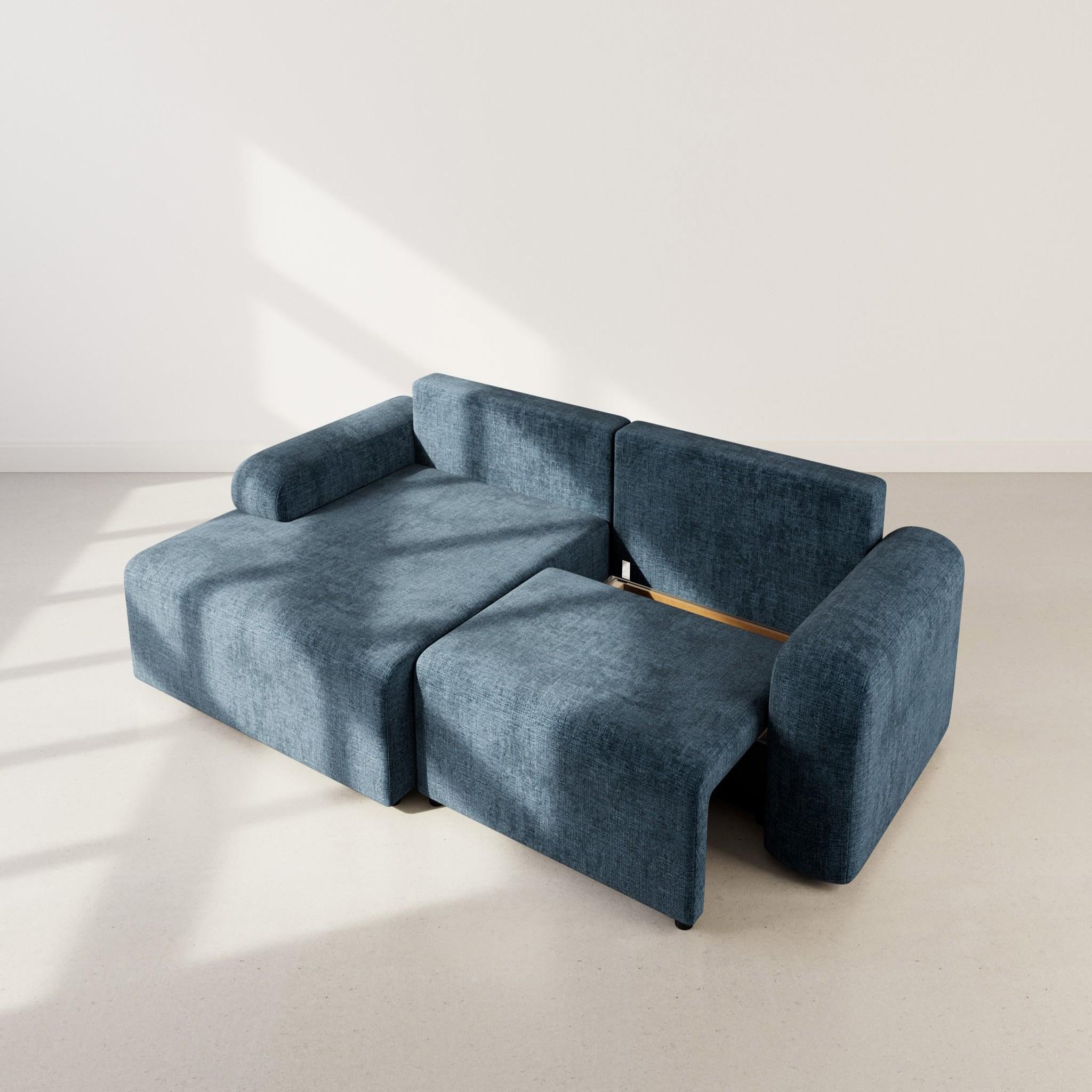 Voir la diapositive 3 : BEST MOBILIER Rebecca - canapé d'angle gauche 4 places convertible avec coffre en velours texturé