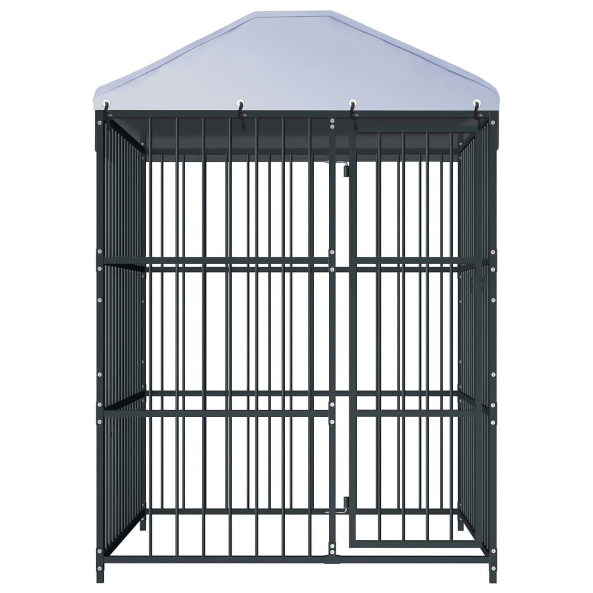 Voir la diapositive 2 : VIDAXL Chenil d'exterieur avec toit pour chiens 150x150x210 cm