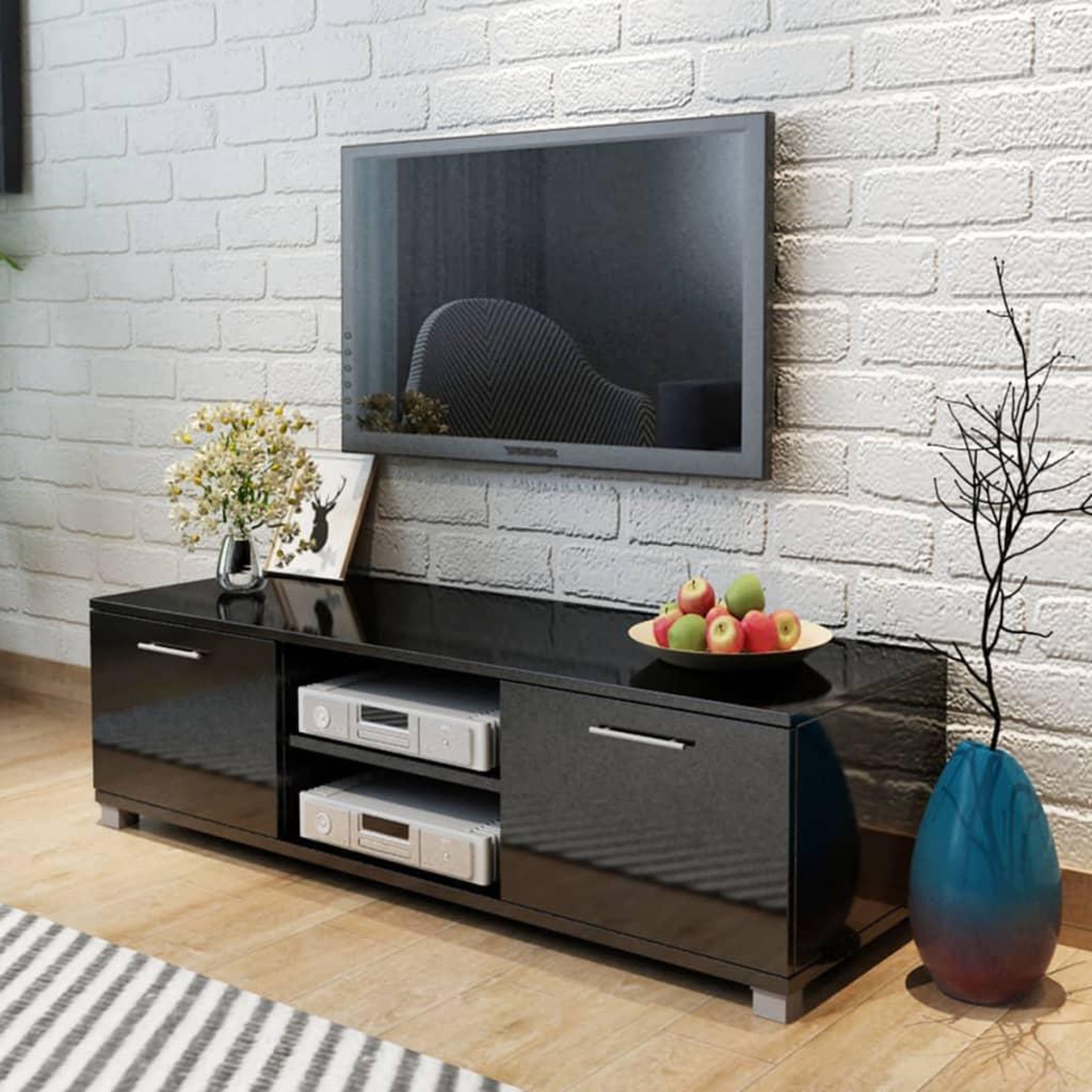 Voir la diapositive 1 : VIDAXL Meuble TV Noir brillant 120x40,5x35 cm