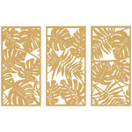 HOMCOM Déco murales feuilles exotiques - tableau triptyque - 40 x 80 cm - effet bois naturel