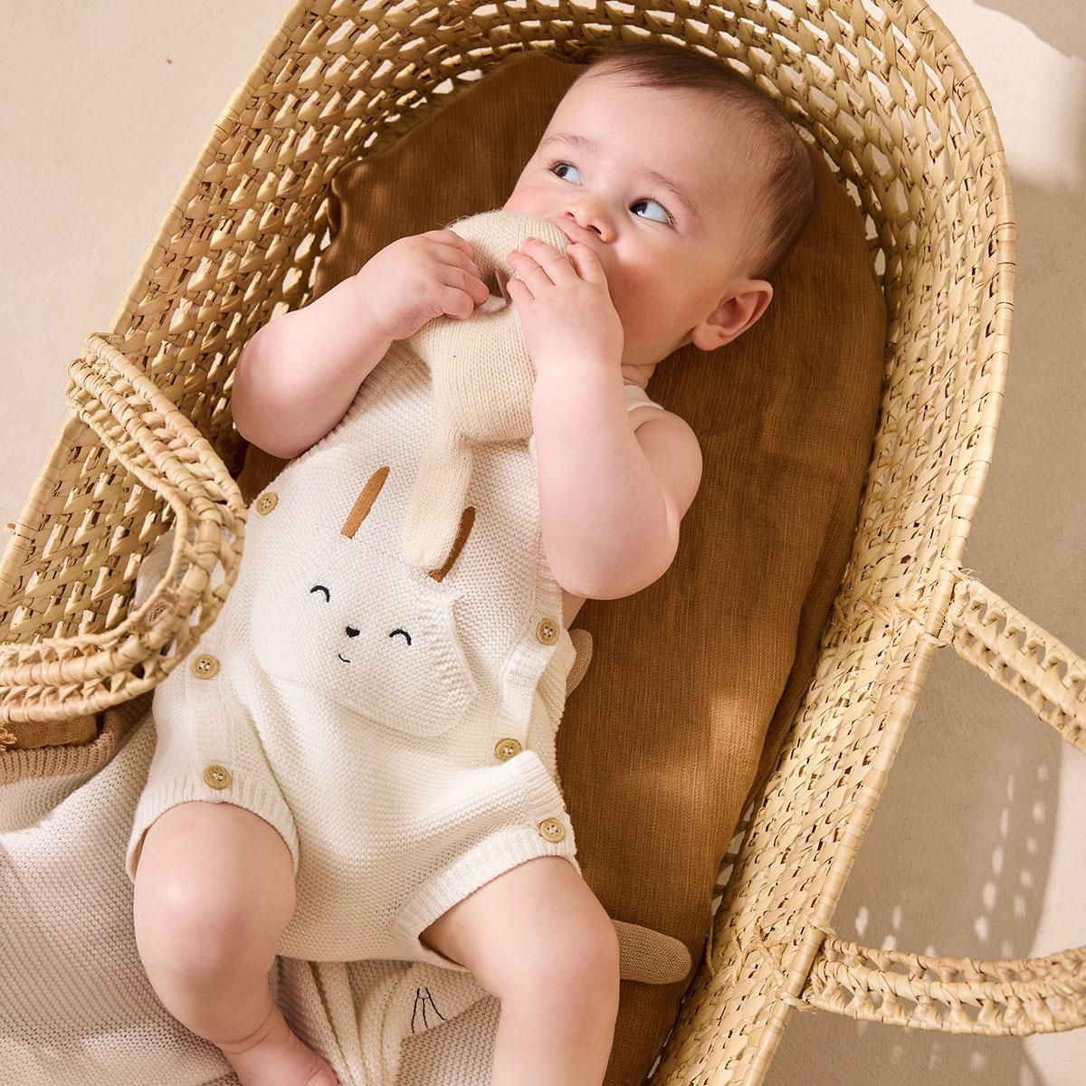 Petit Béguin Salopette bébé en tricot Hello Baby