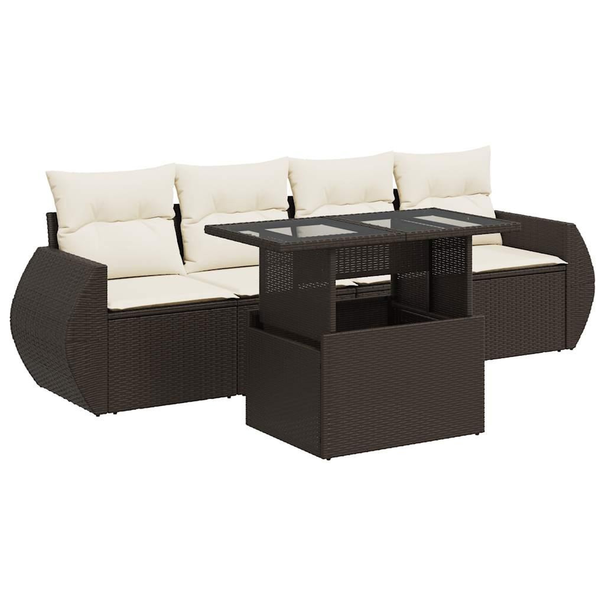 Voir la diapositive 2 : VIDAXL Salon de jardin avec coussins 5 pcs marron resine tressee
