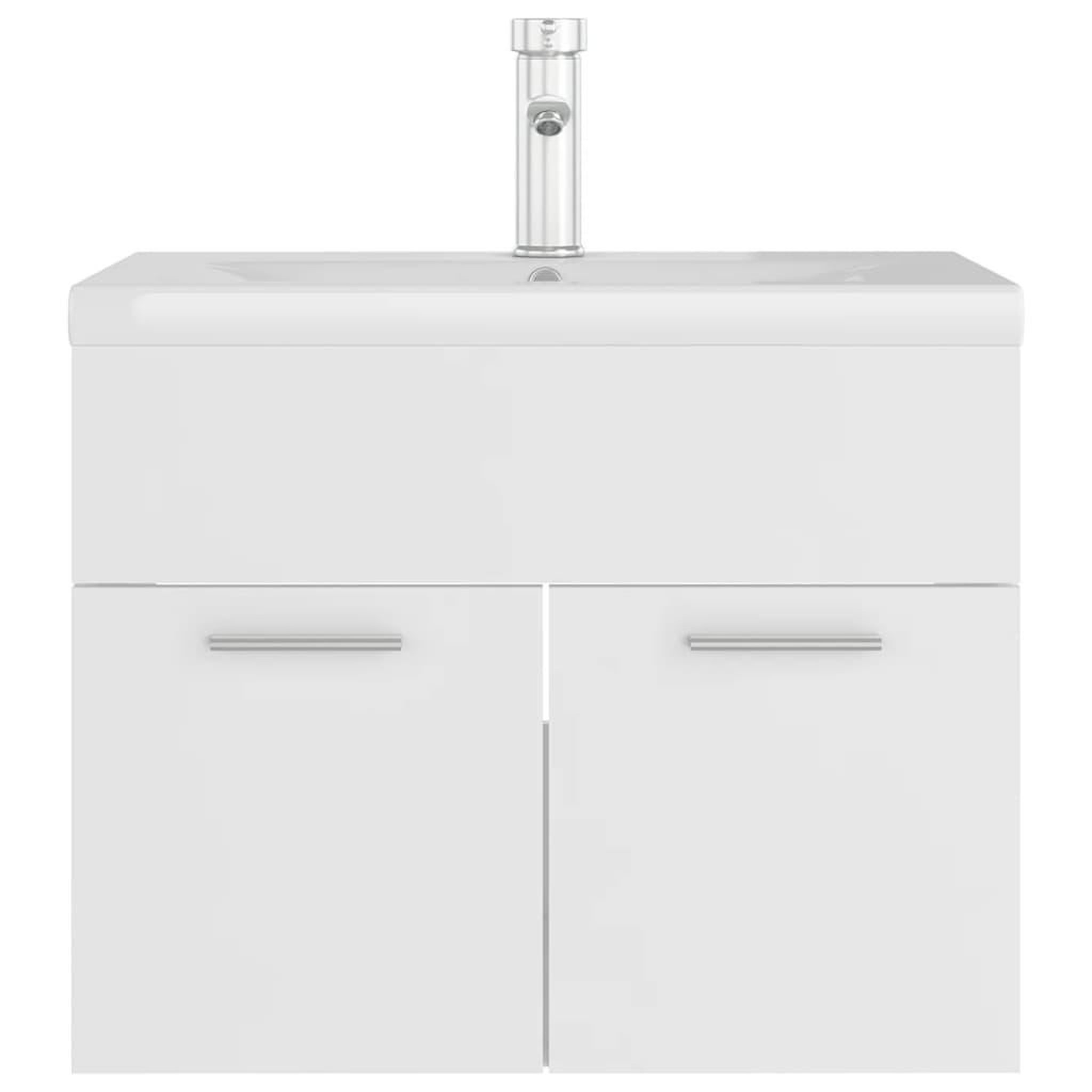 Voir la diapositive 5 : VIDAXL Armoire d'evier avec lavabo integre Blanc Agglomere