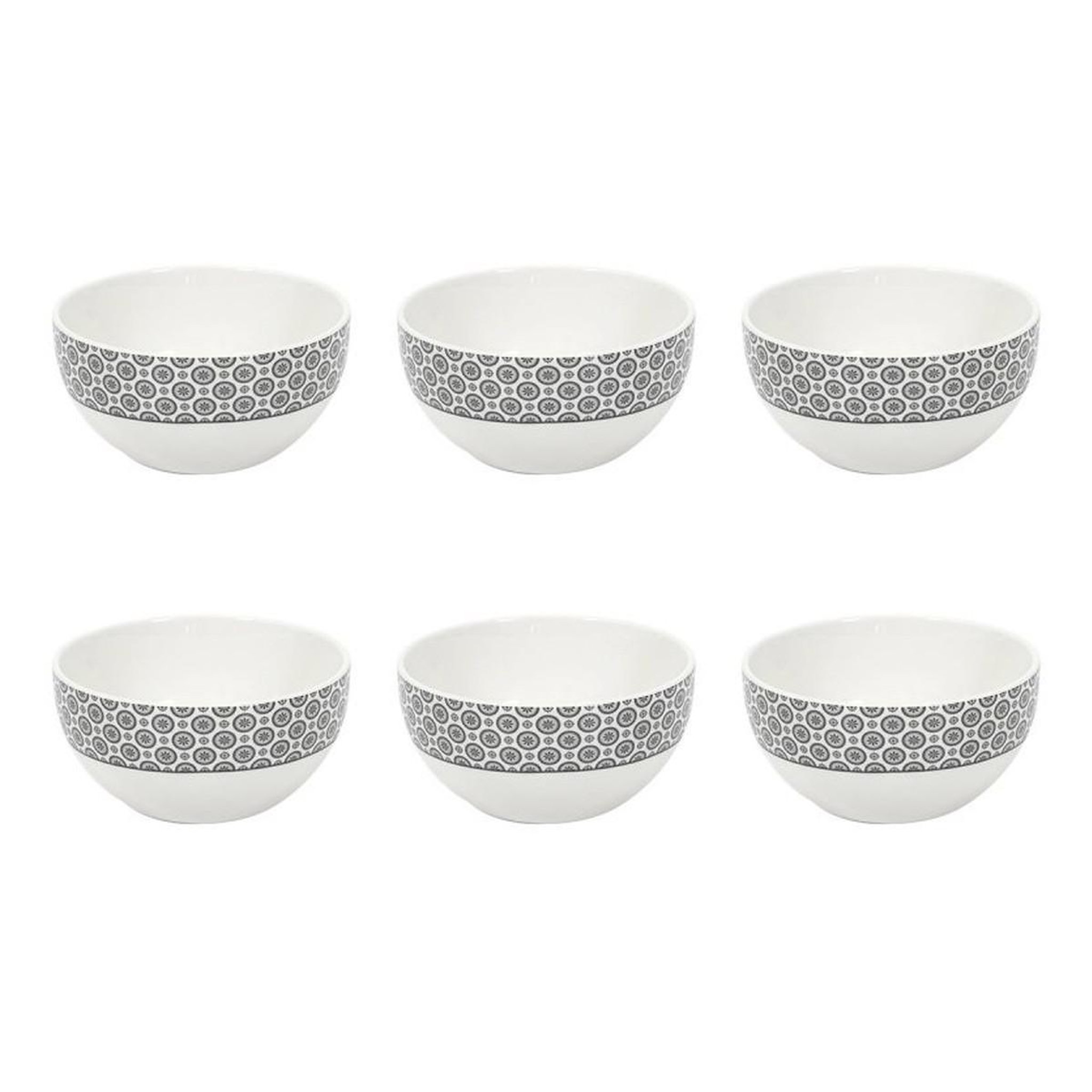 Voir la diapositive 1 : The Home Deco Factory Lot de 6 bols imprimé  cottage  60cl gris